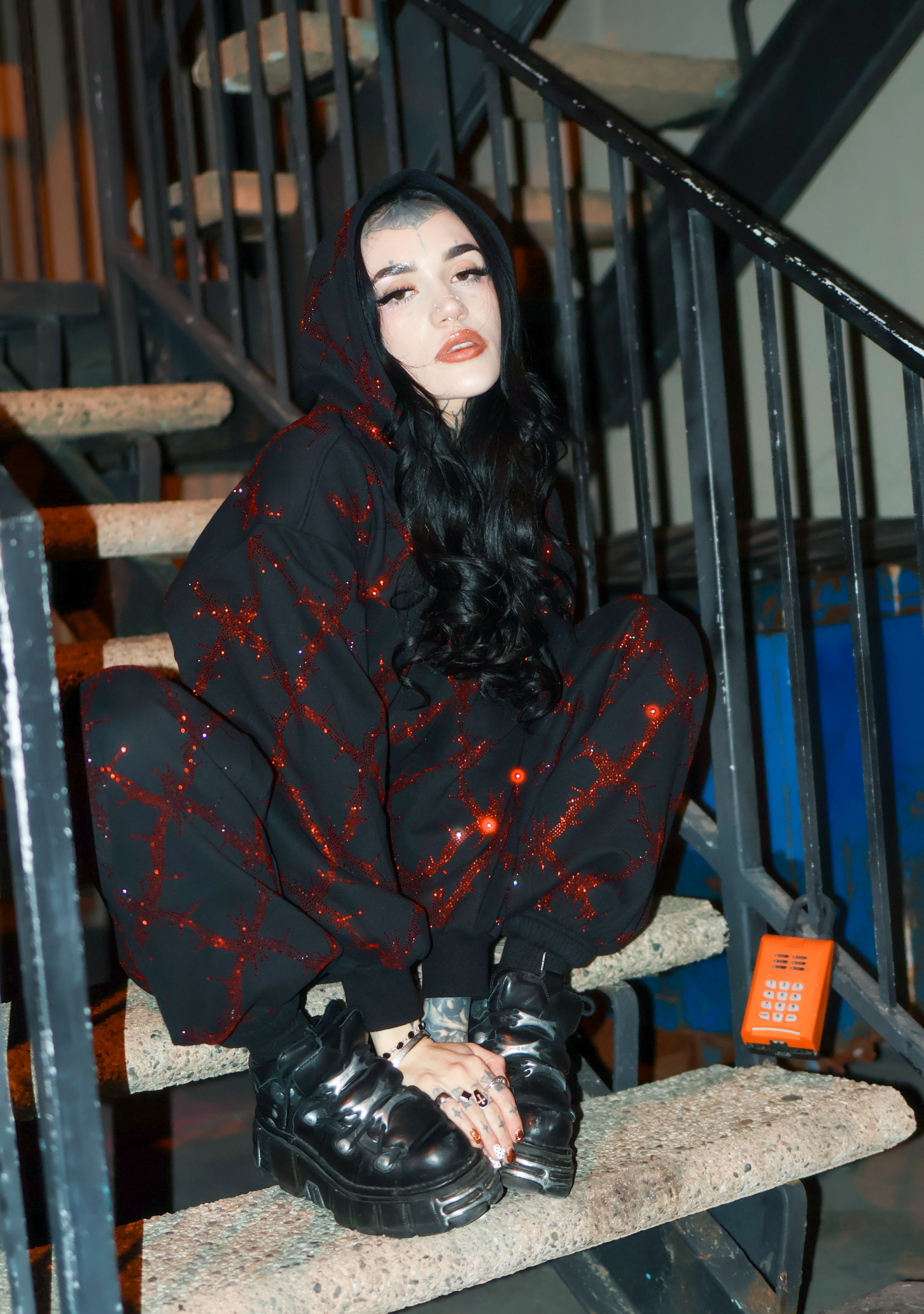 Barbed wire fence rhinestone crop hoodie – Bubblegum The Brand
