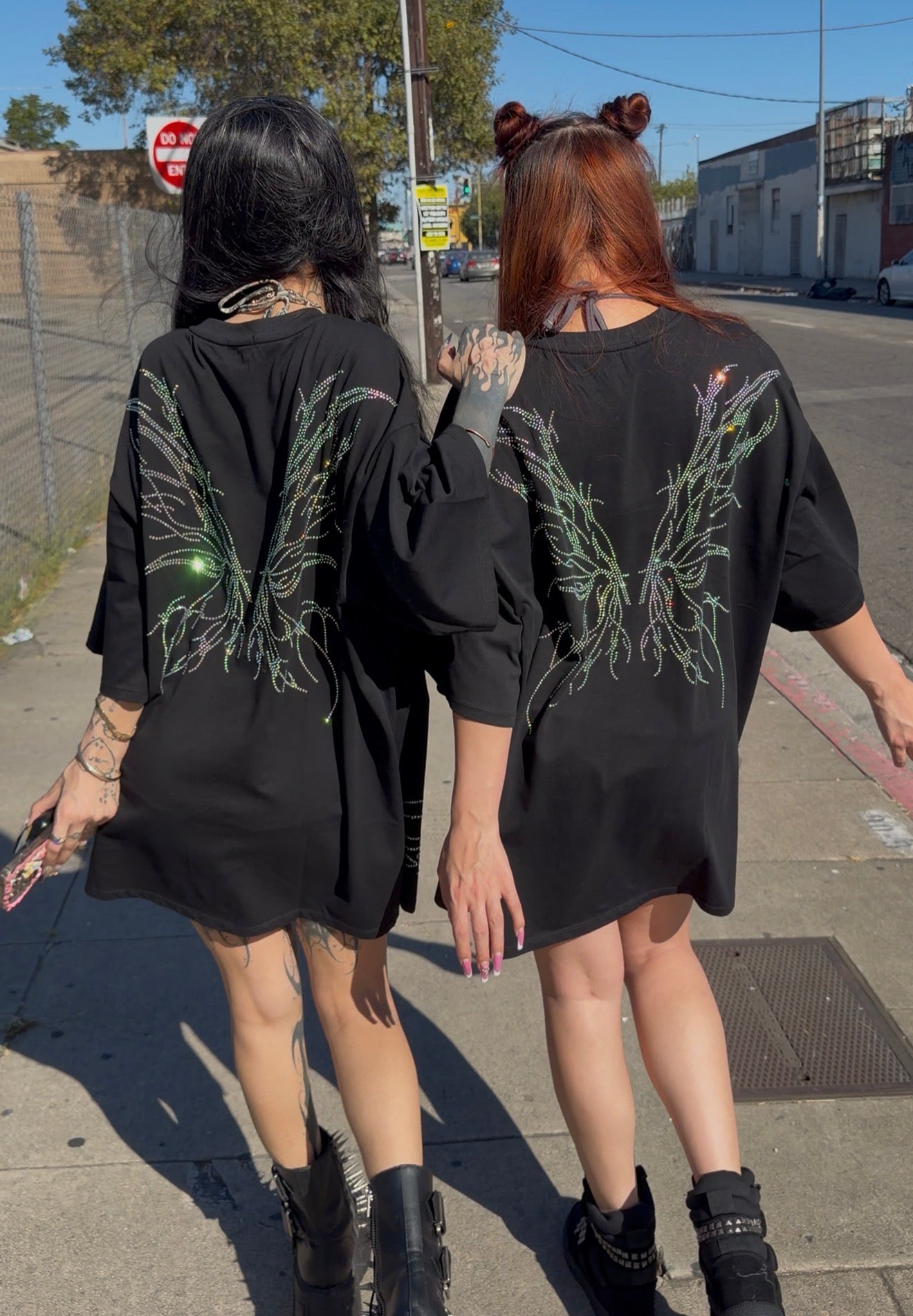 Boyfriend tall tee rhinestone fairy wings