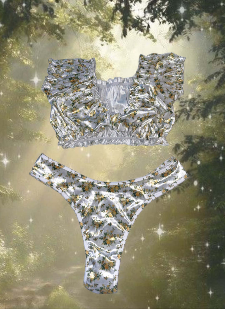 Garden of Eden velvet ruffle bikini