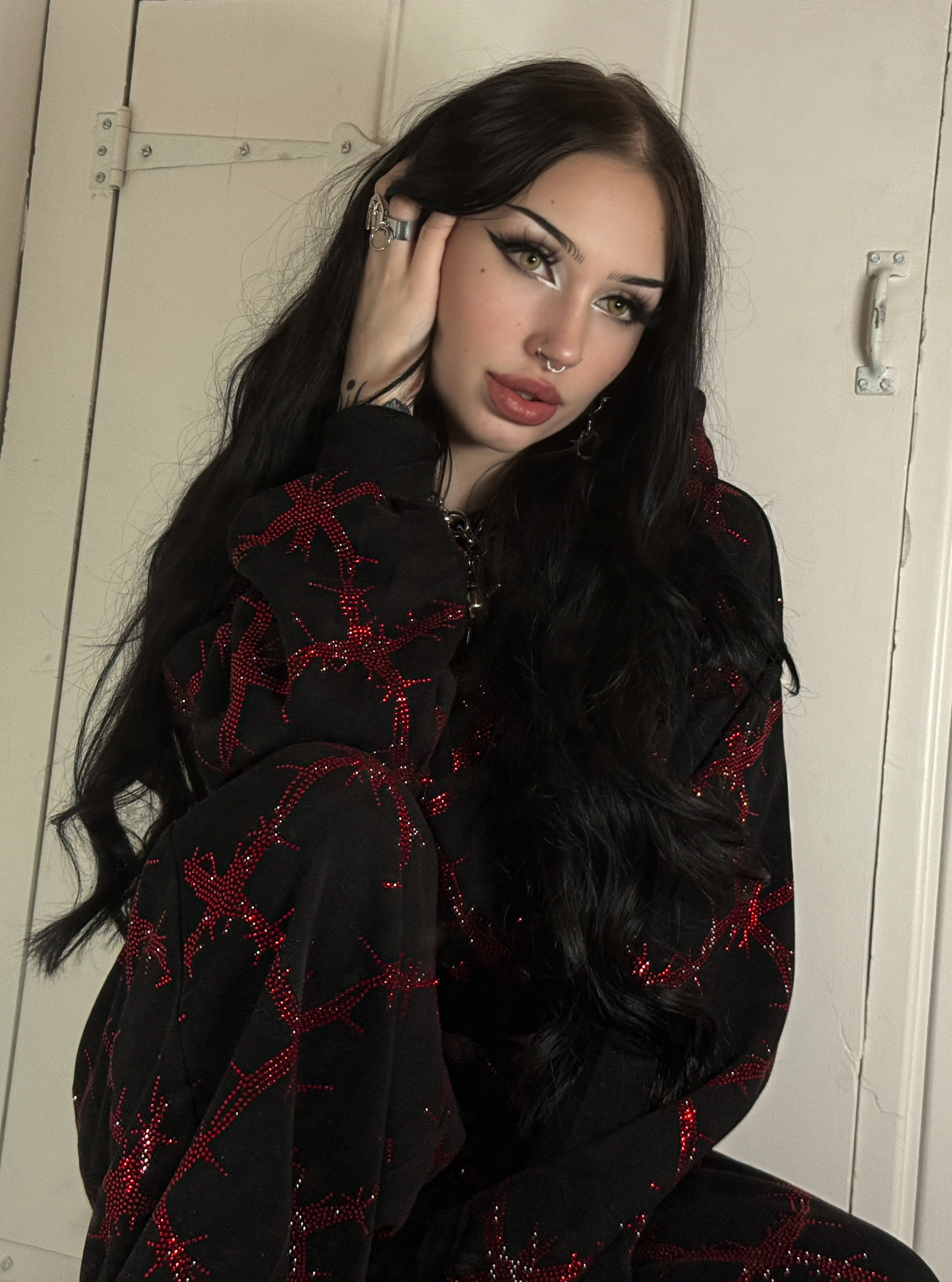 Barbed wire fence rhinestone sweatpants