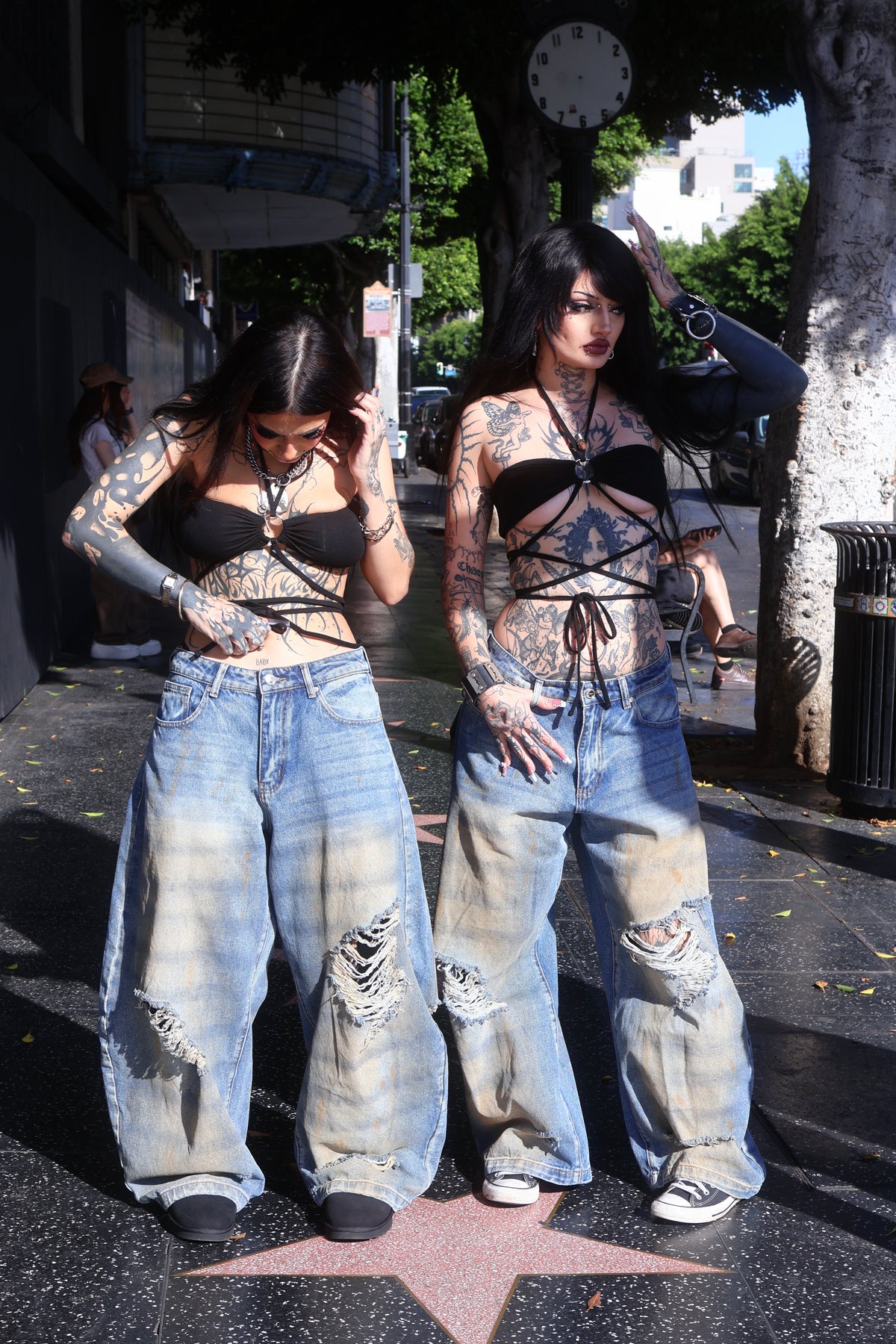 Cherry bottom jeans baggy distressed denim