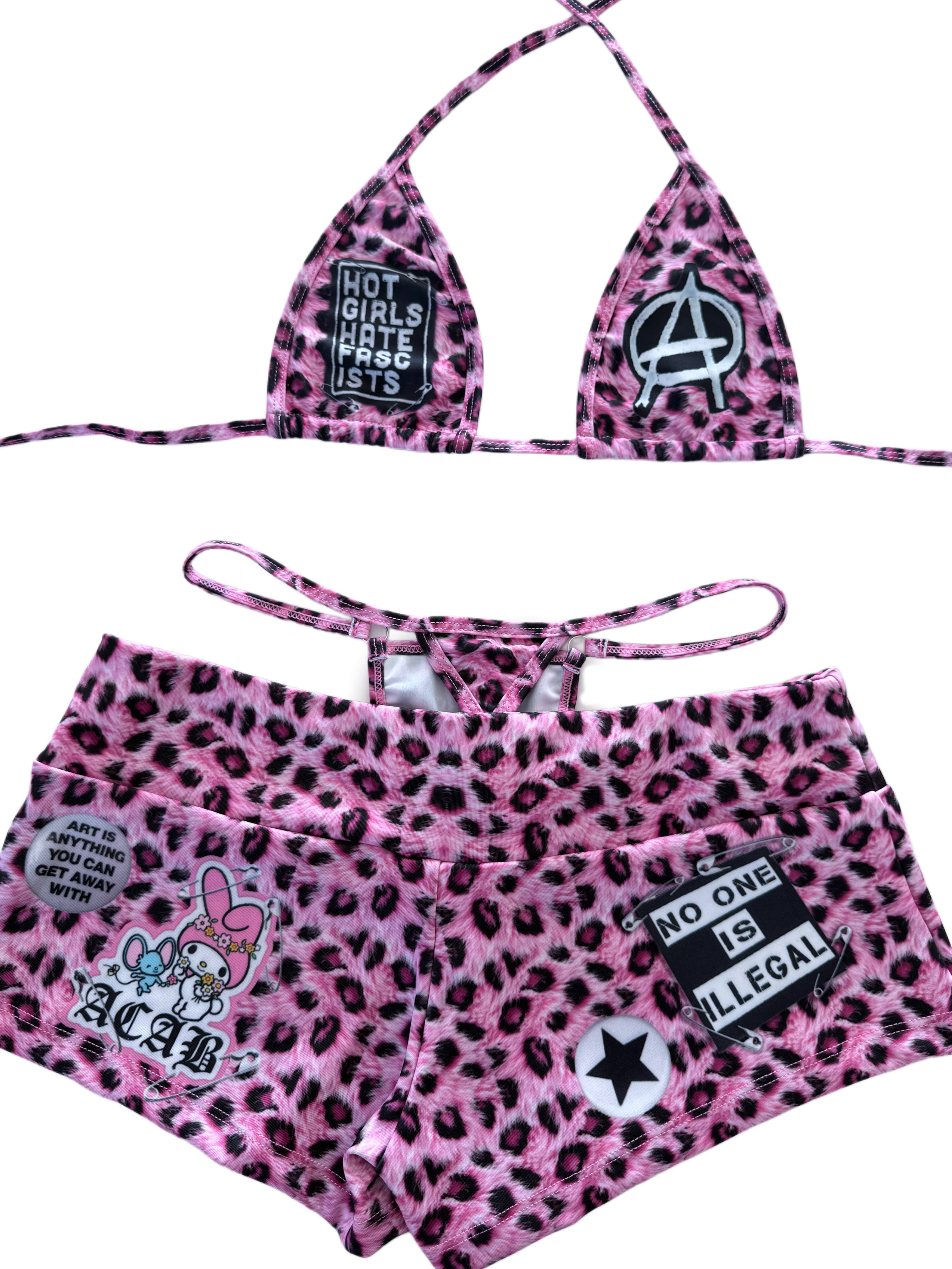 Hot girls hate fascists bikini shorts set