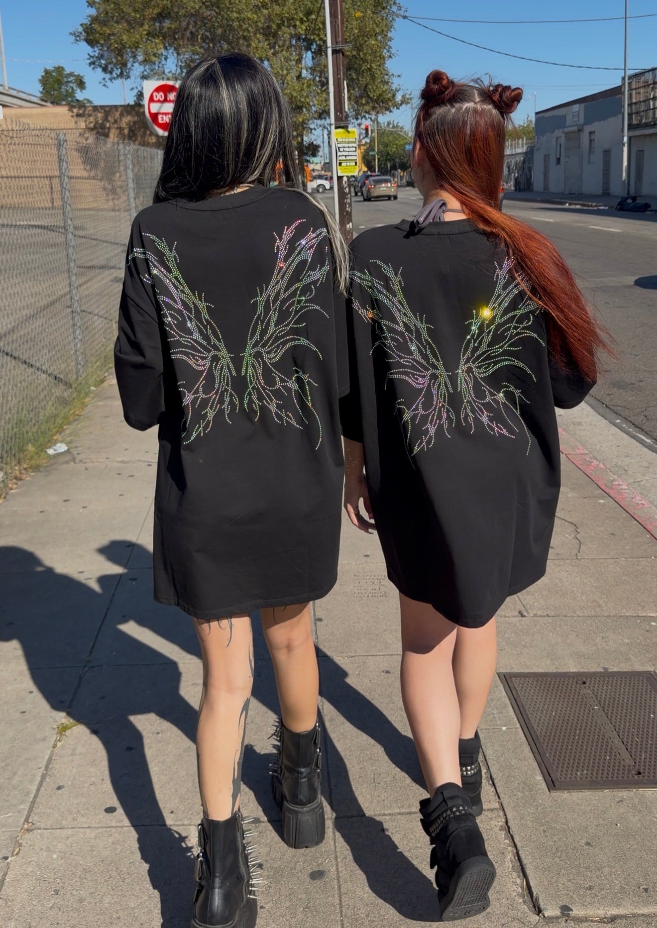 Boyfriend tall tee rhinestone fairy wings