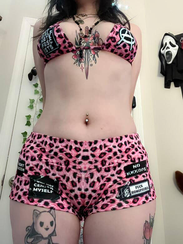 Hot girls hate fascists bikini shorts set