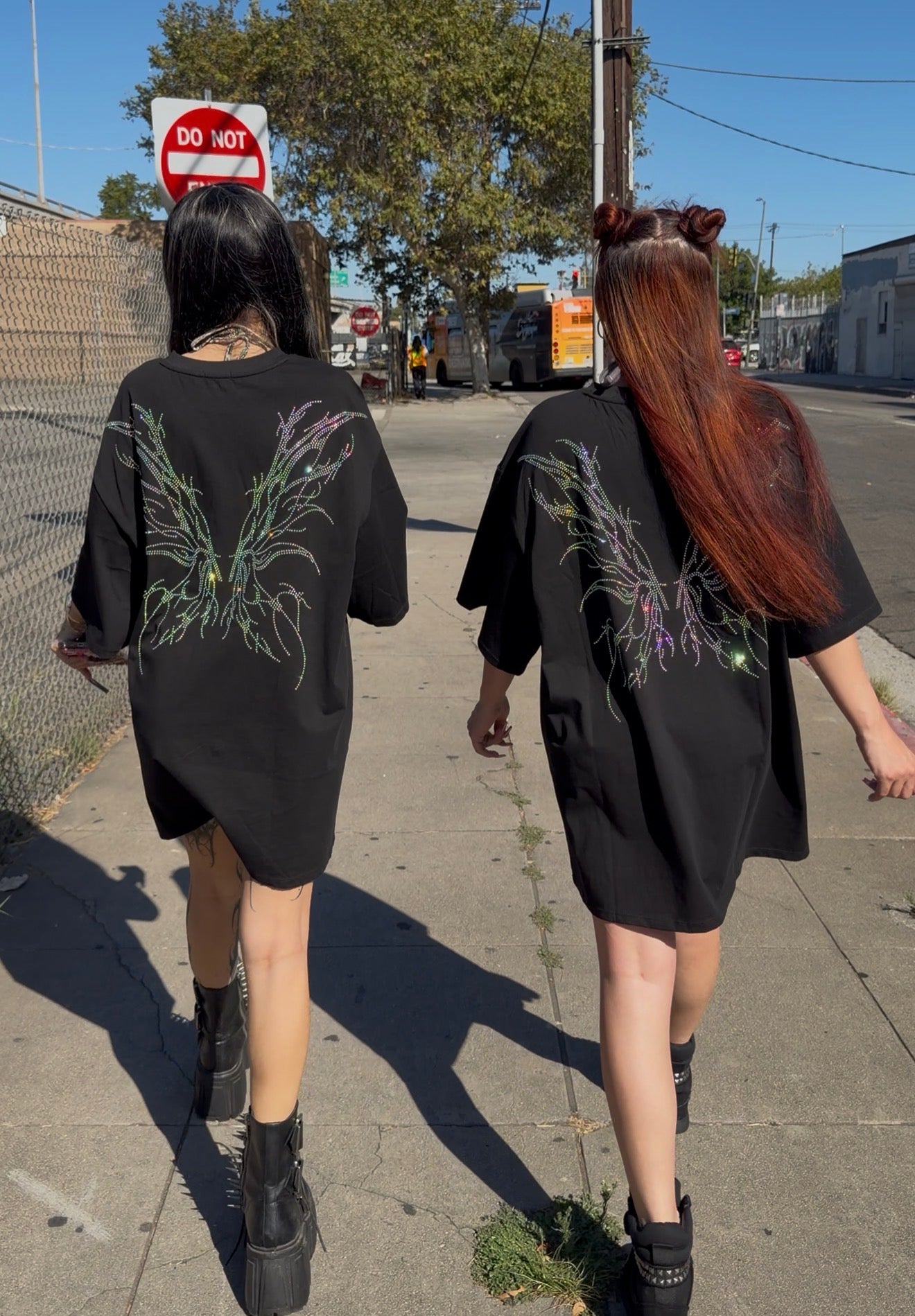Boyfriend tall tee rhinestone fairy wings