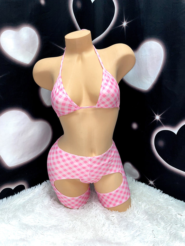 Pink gingham chaps - Bikinis, Monokinis, skirt sets, and apparel inspired by strippers - Bubblegum The Brand