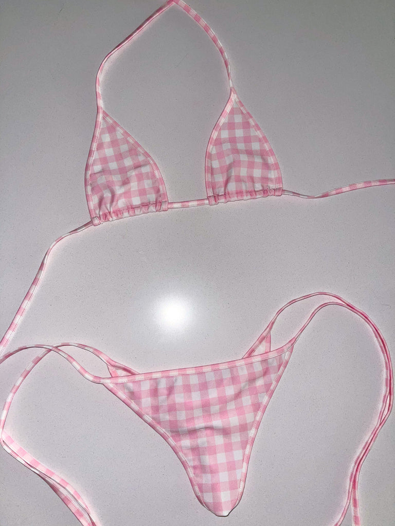 Pink gingham bikini - Bikinis, Monokinis, skirt sets, and apparel inspired by strippers - Bubblegum The Brand