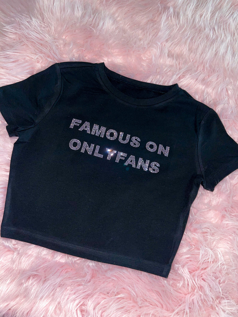 Famous on Onlyfans crop top - Bikinis, Monokinis, skirt sets, and apparel inspired by strippers - Bubblegum The Brand