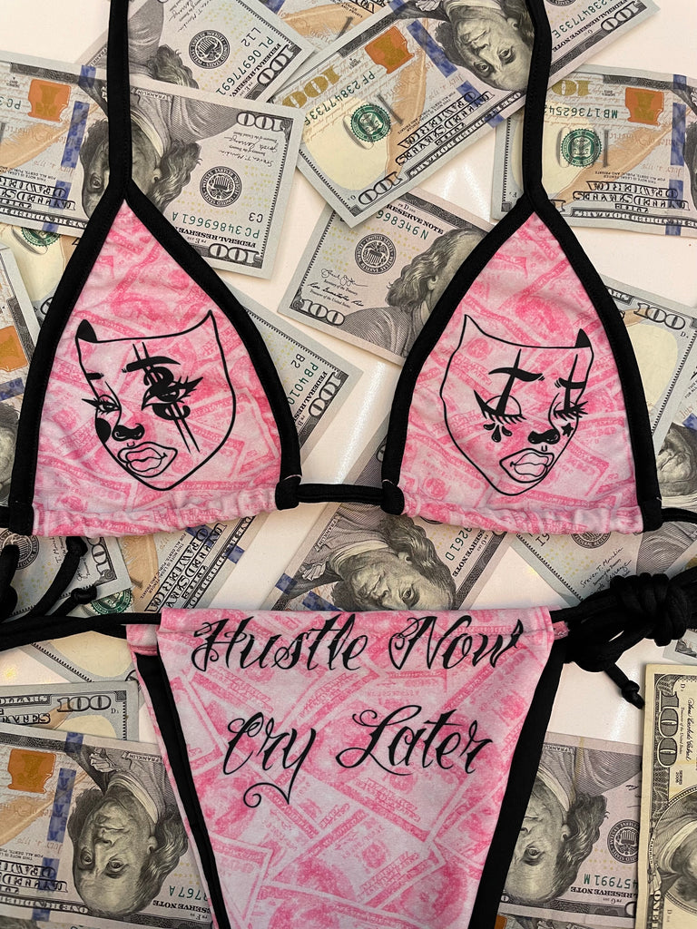 Hustle Now, Cry Later bikini - Bikinis, Monokinis, skirt sets, and apparel inspired by strippers - Bubblegum The Brand