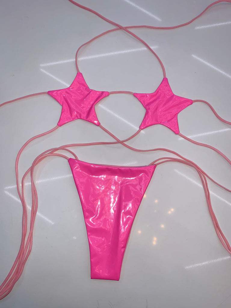 Latex star bikini pink - Bikinis, Monokinis, skirt sets, and apparel inspired by strippers - Bubblegum The Brand