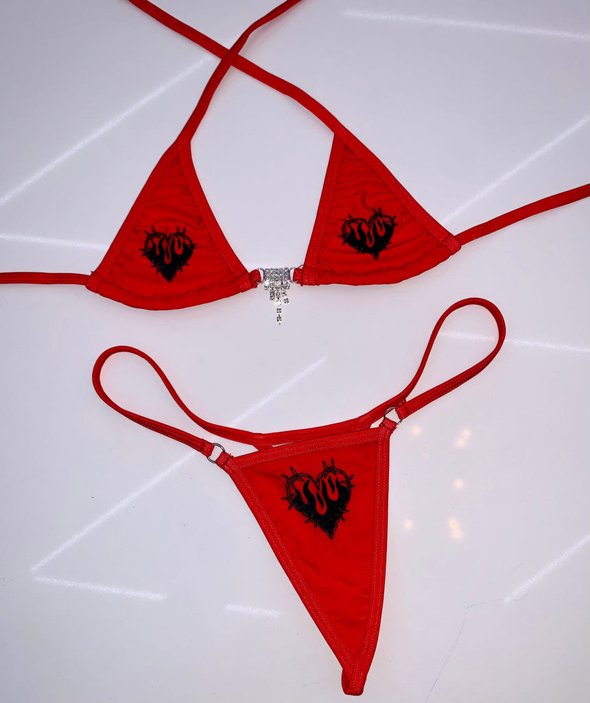 Love on fire sparkle microkini - Bikinis, Monokinis, skirt sets, and apparel inspired by strippers - Bubblegum The Brand