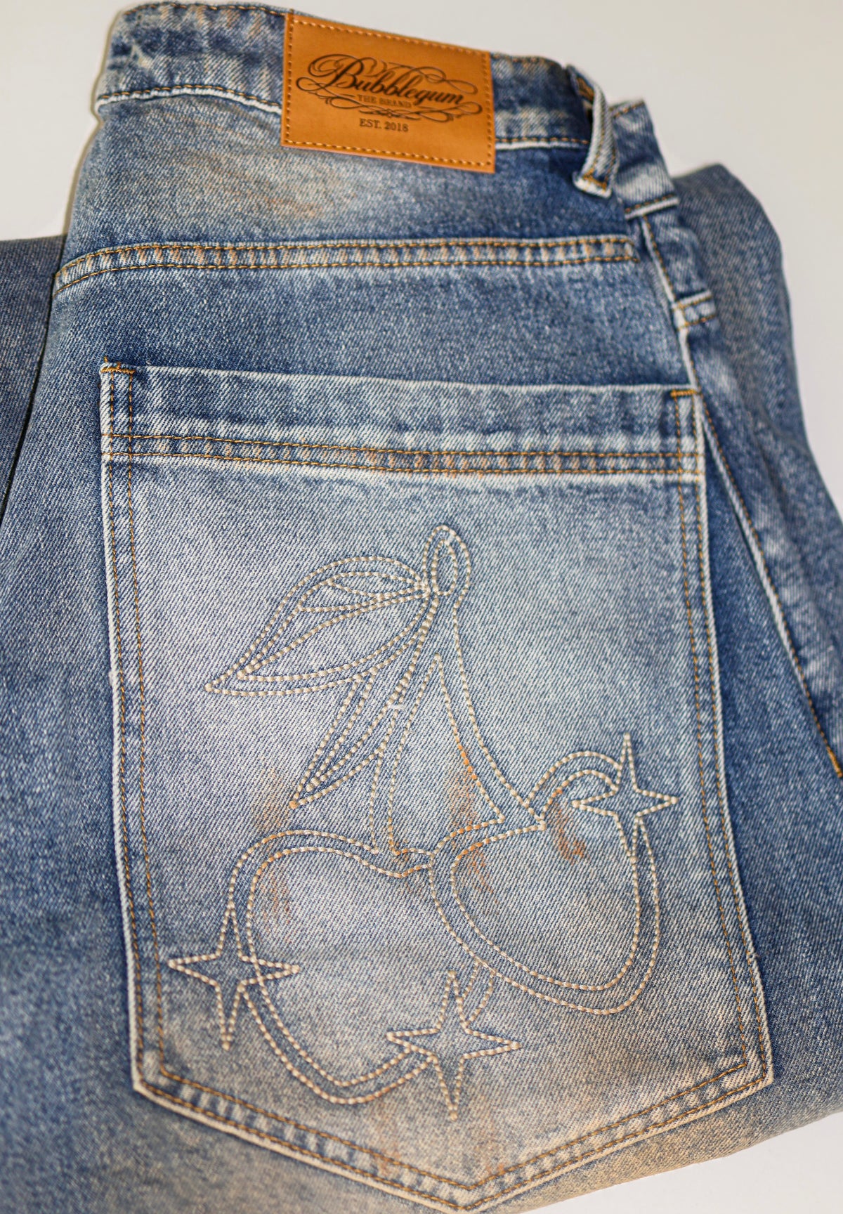 Cherry bottom jeans baggy distressed denim