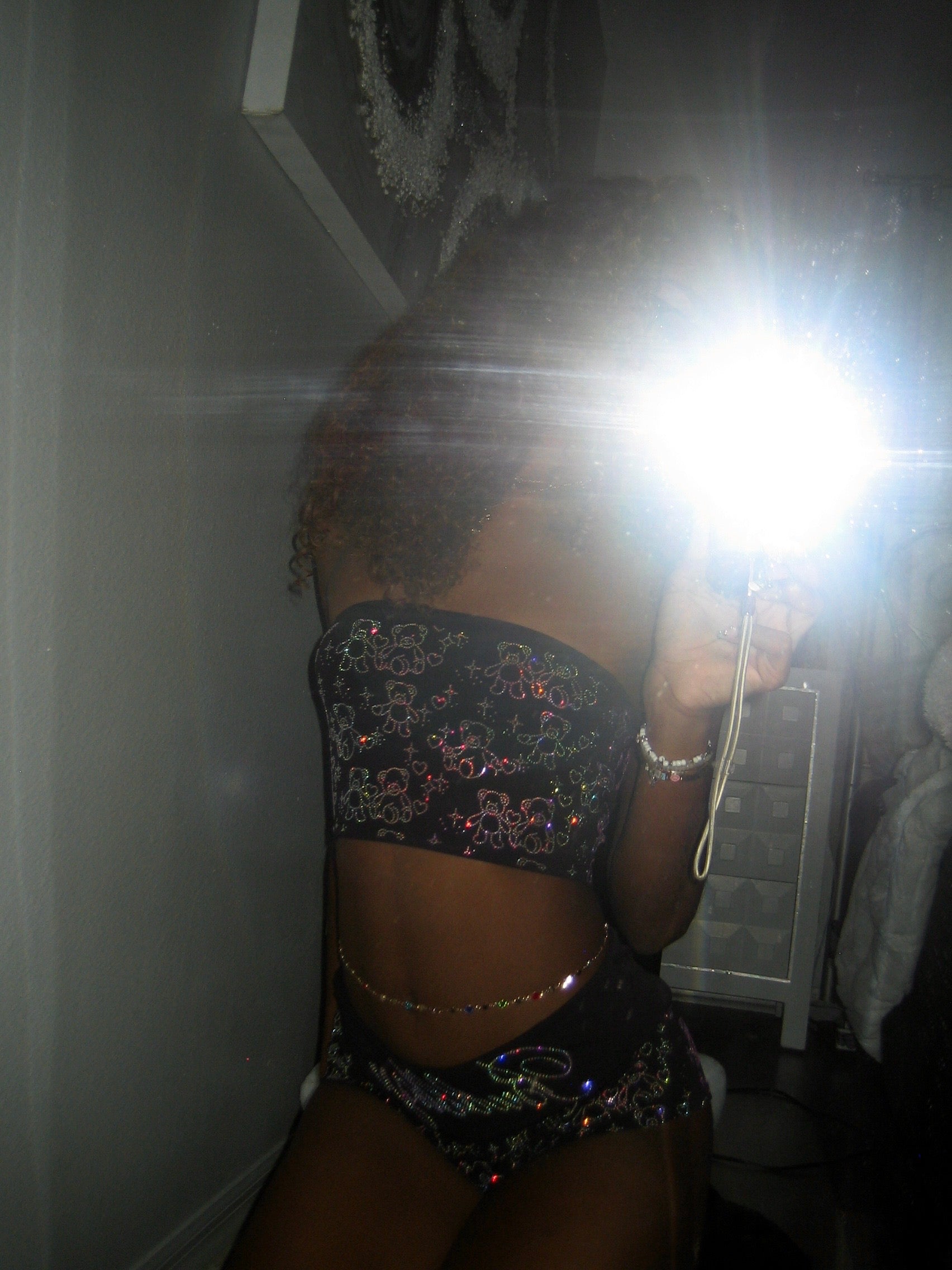 Teddy bear rhinestone micro shorts