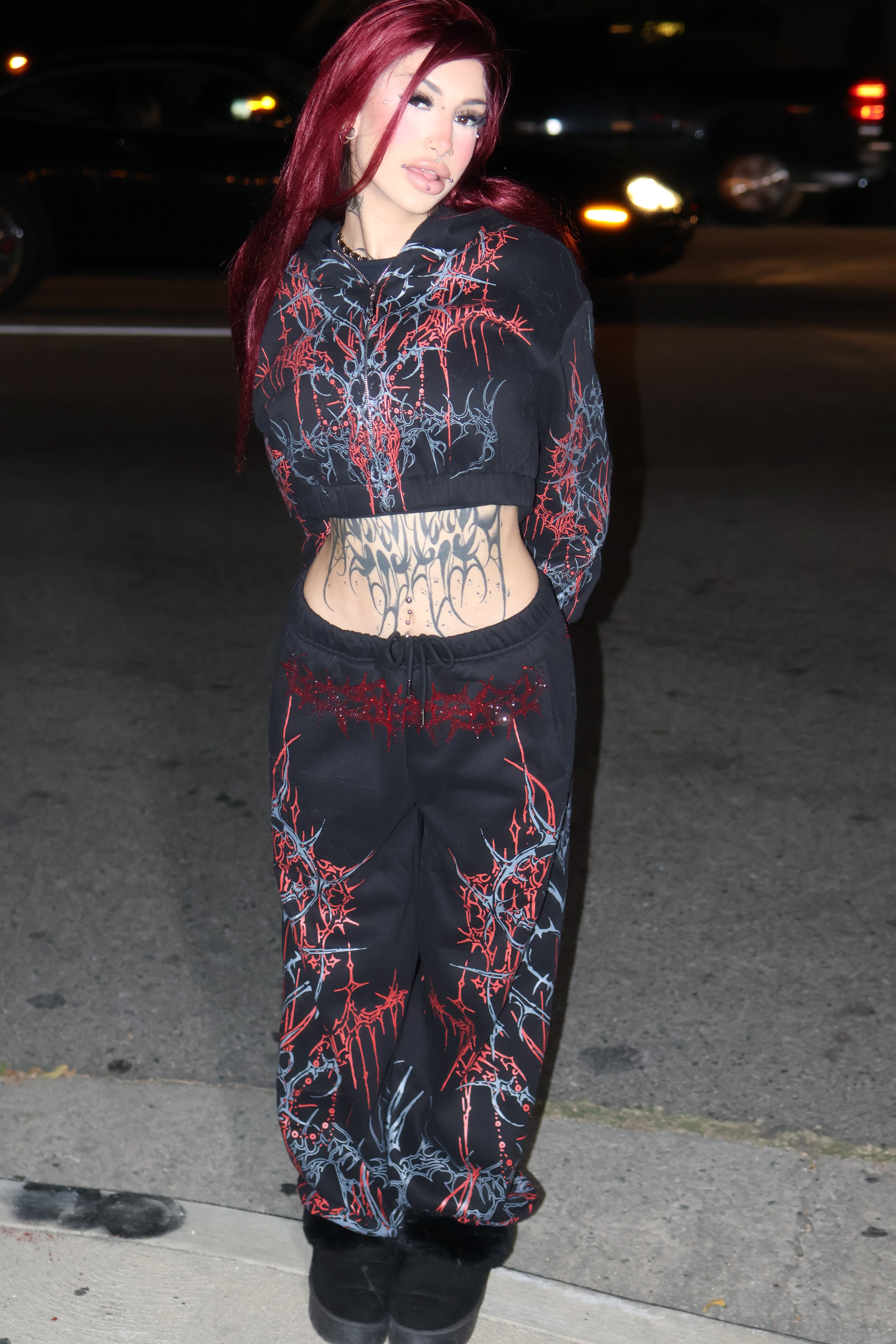 Dark sigilism crop hoodie