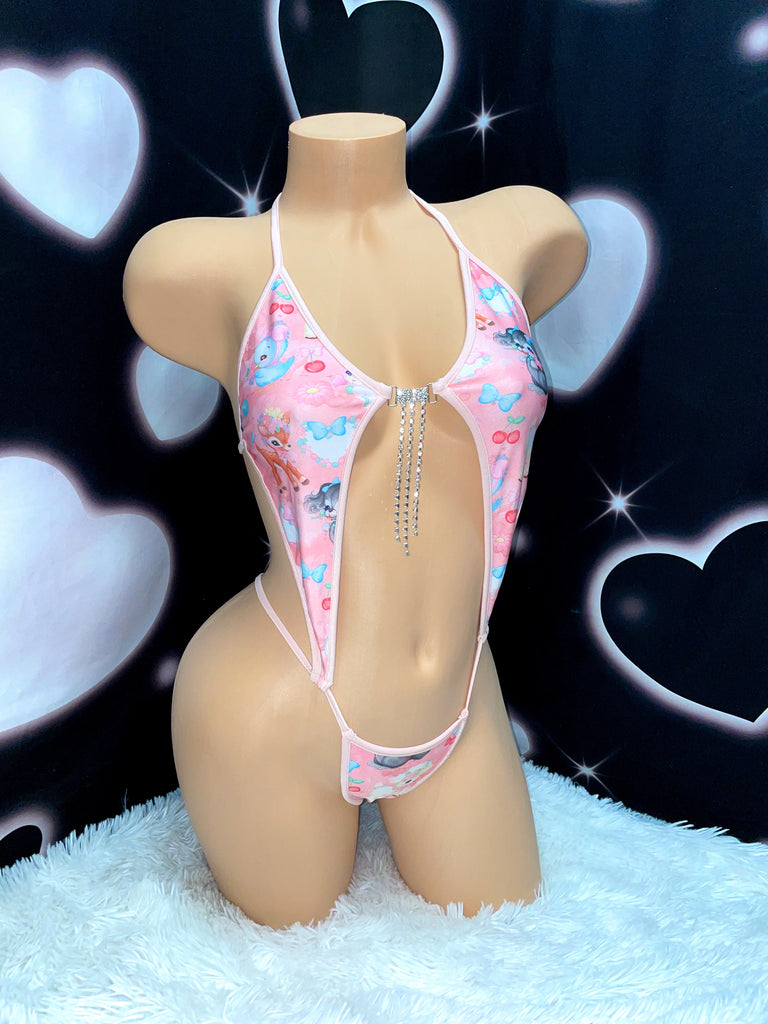 Lil bow peep diamond sparkle one piece - Bikinis, Monokinis, skirt sets, and apparel inspired by strippers - Bubblegum The Brand