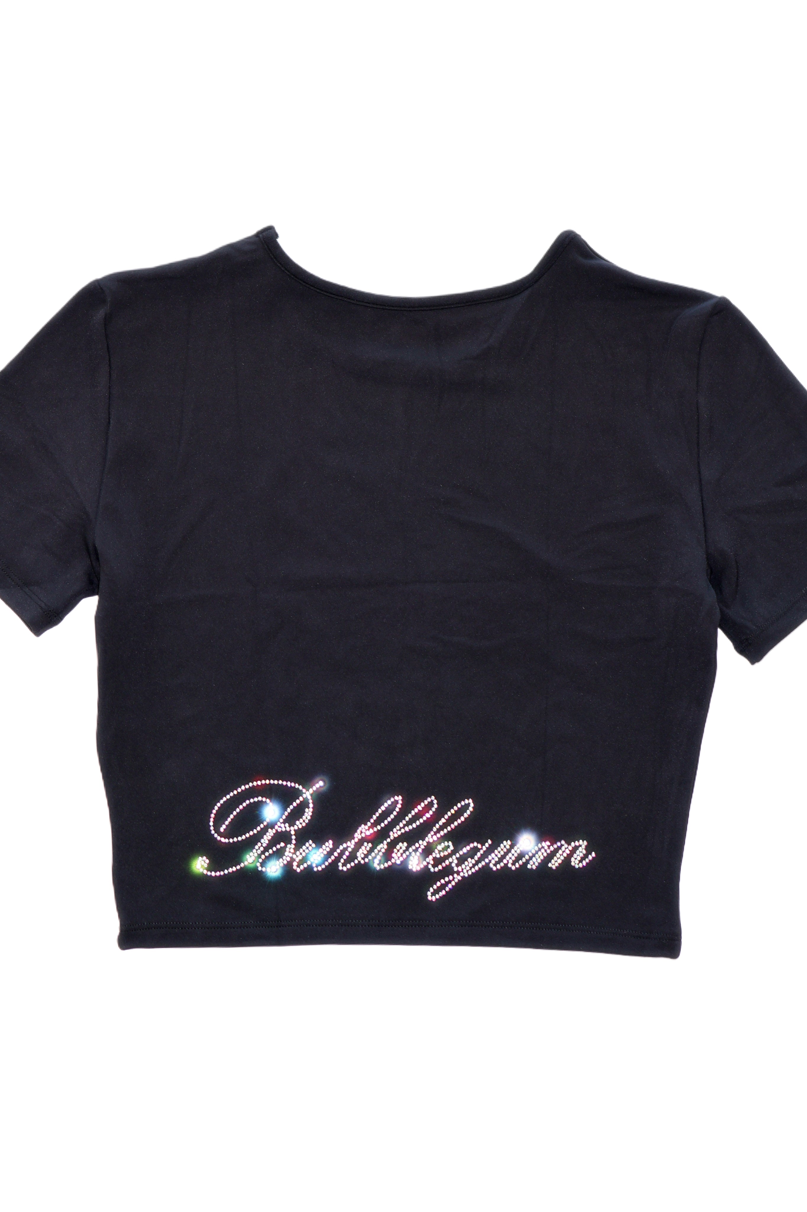 Barbed wire cross rhinestone crop top