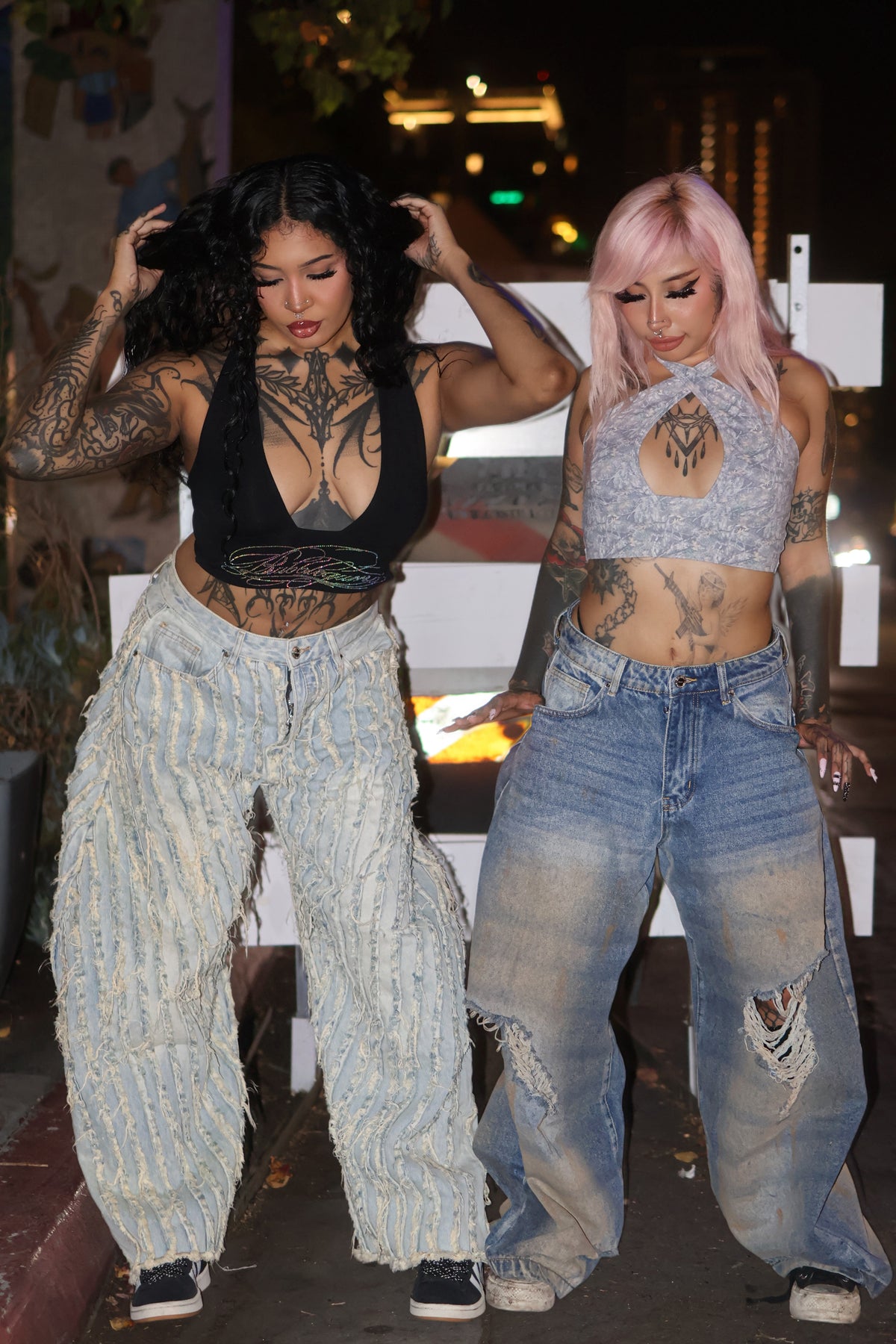 Cherry bottom jeans baggy distressed denim