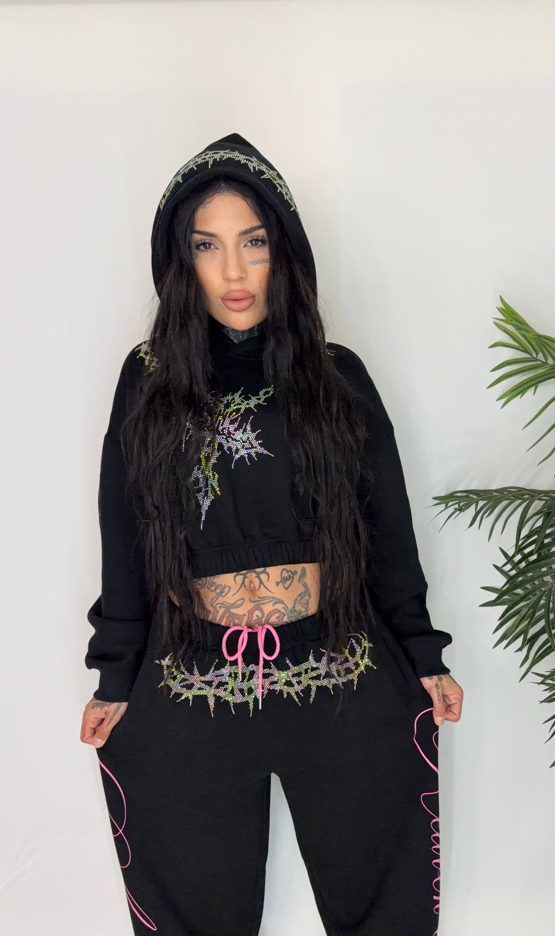 Angels are here crop hoodie