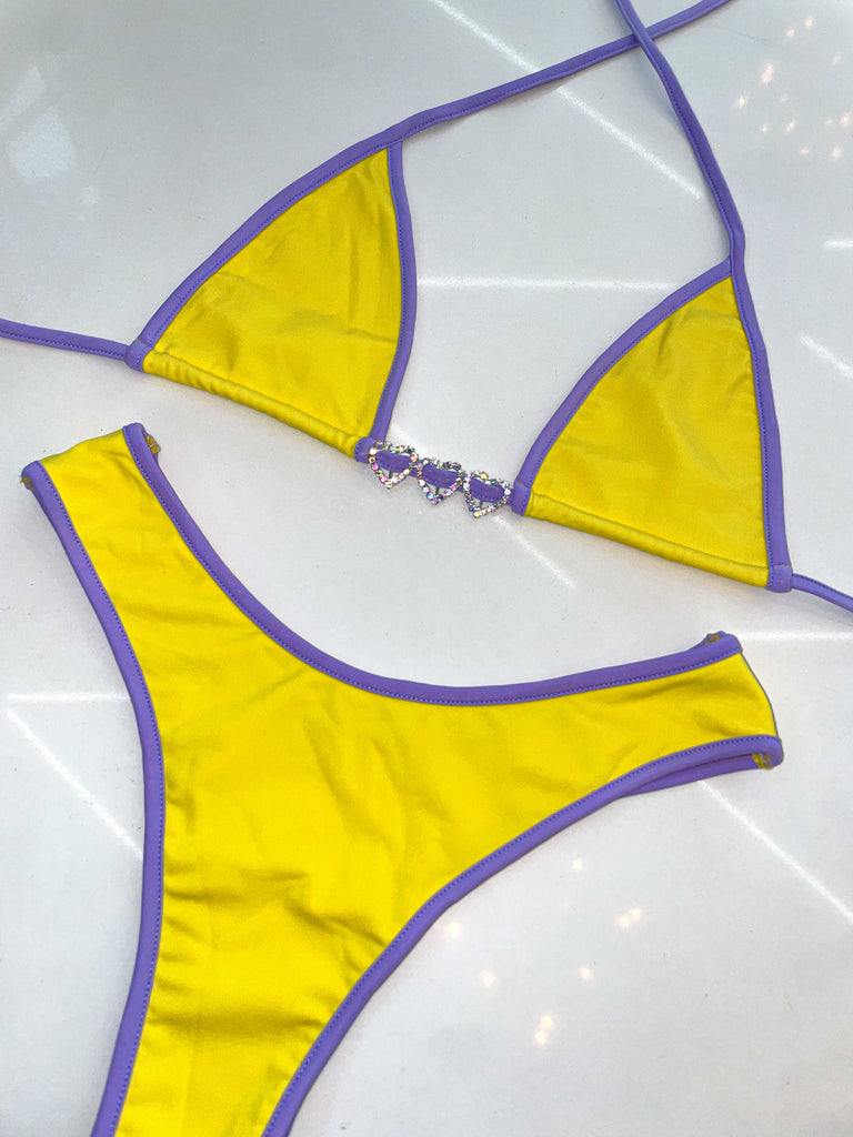 Lavender lemonade rhinestone bikini