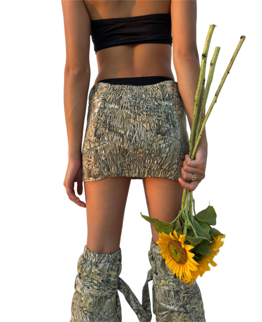 Im So Lost tree camo skirt and leg warmers streetwear set