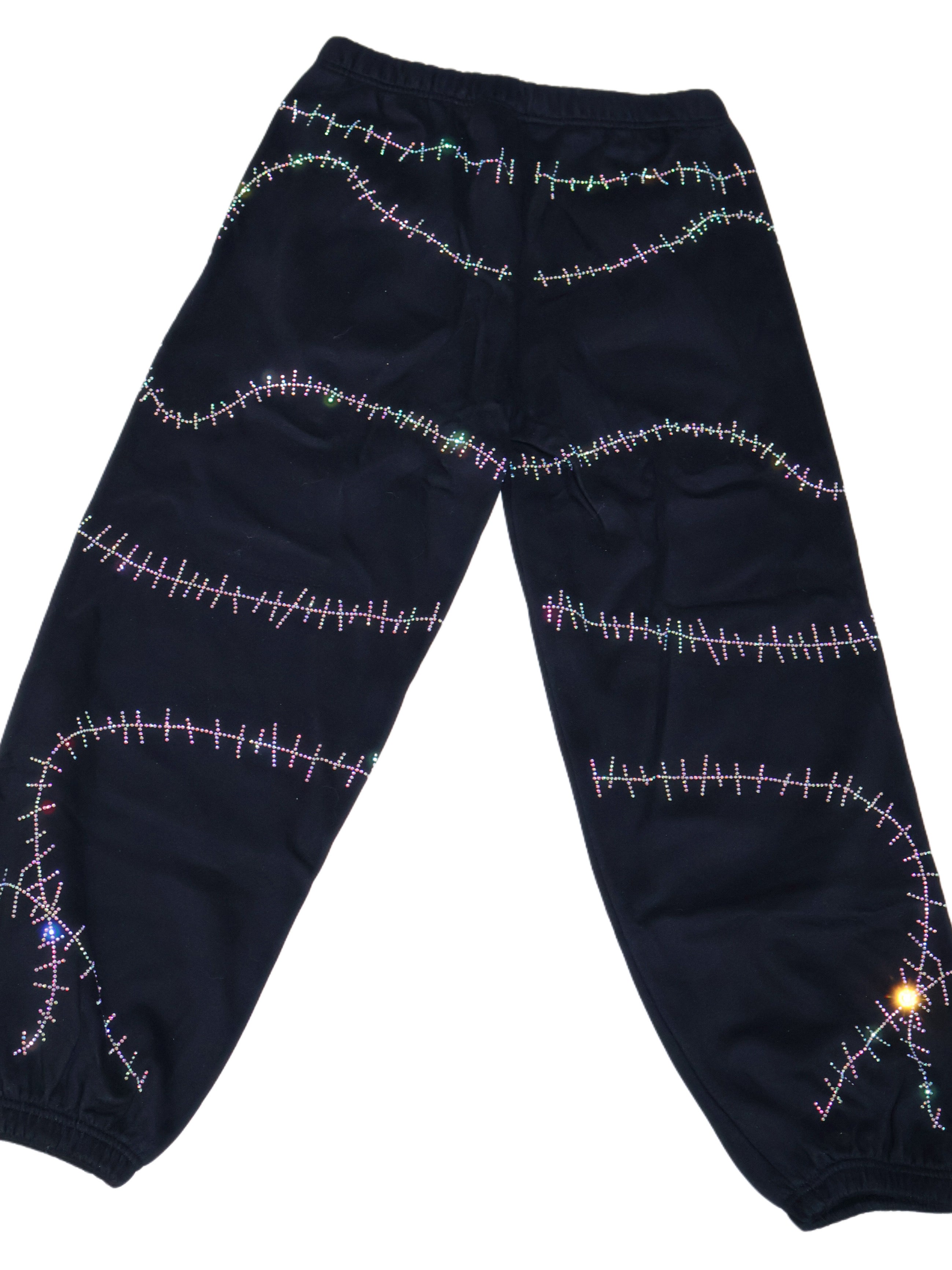 Rhinestone stitches sweatpants