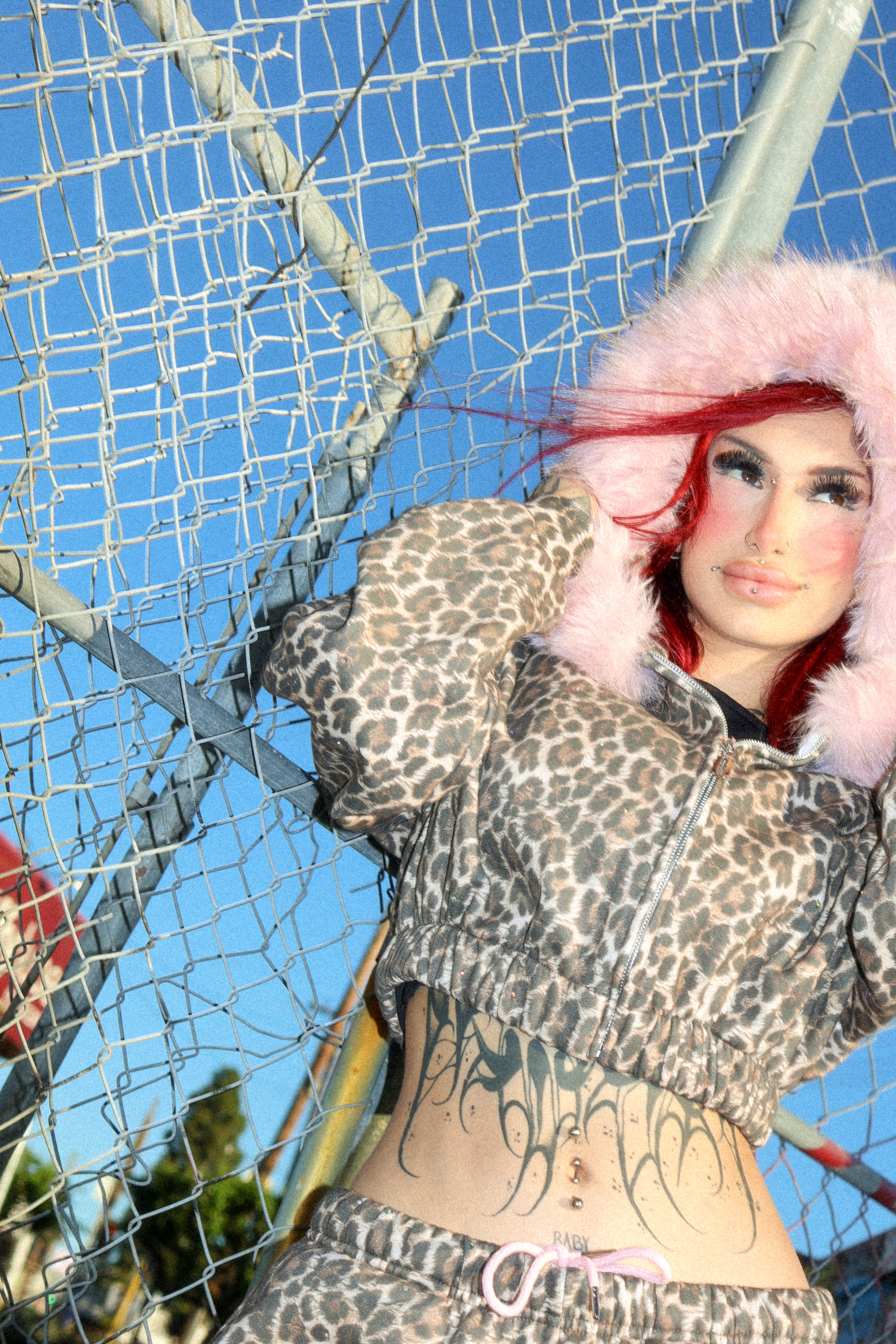 Leopard princess rhinestone crop hoodie