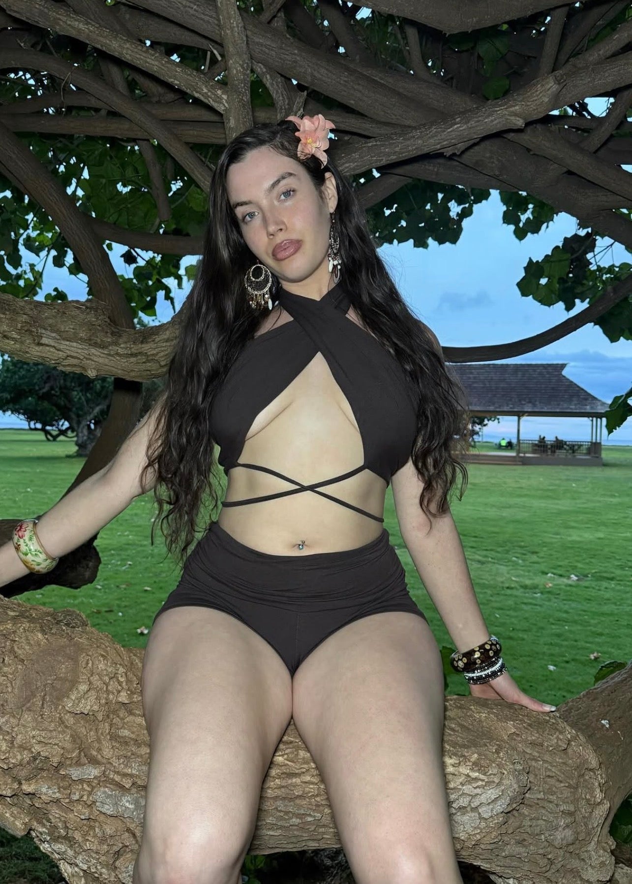 Wildwood low rise fold over shorts set