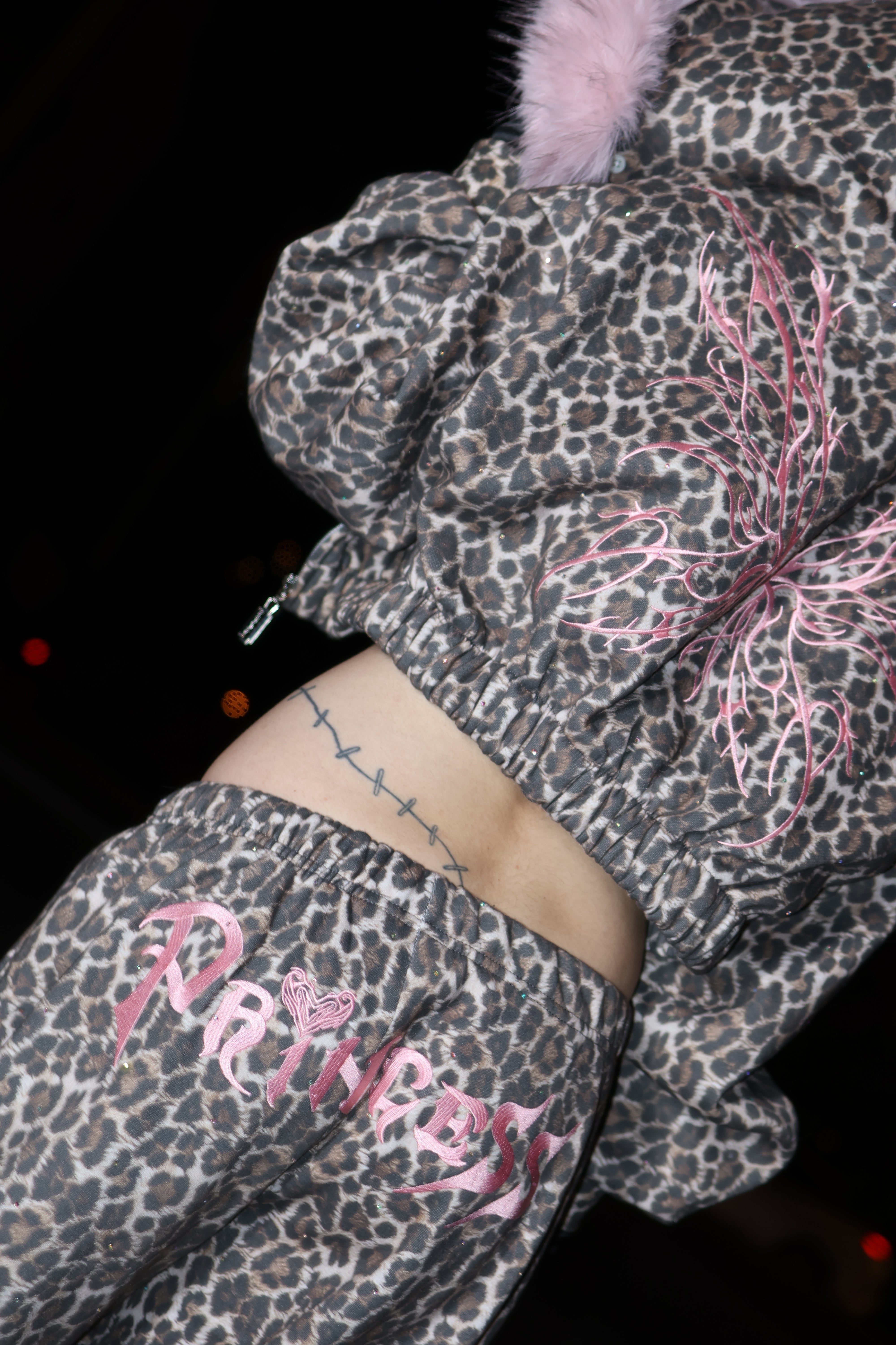 Leopard princess rhinestone sweatpants