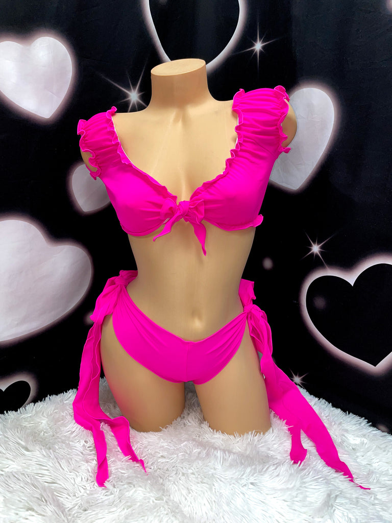 Hot pink doll bikini set