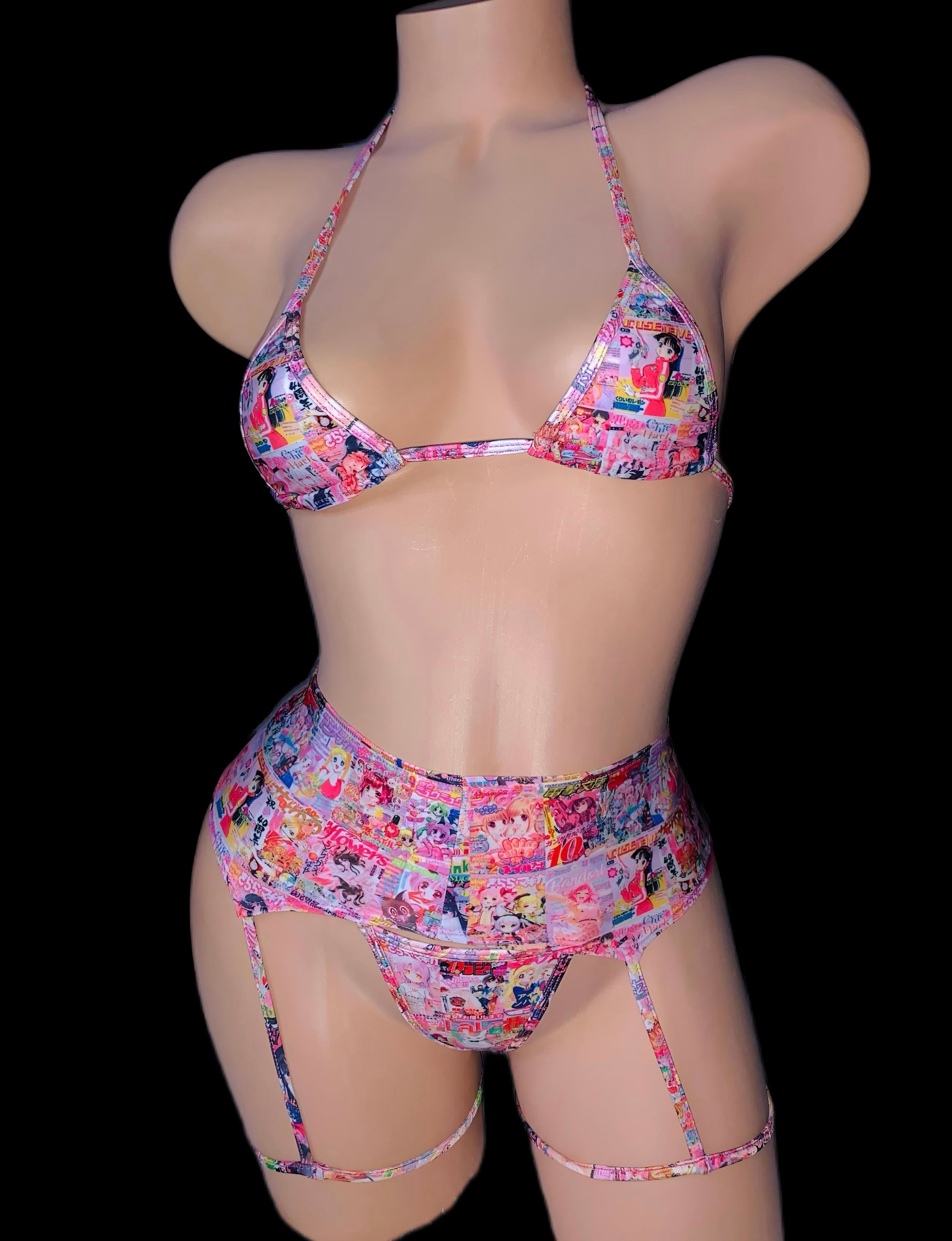 Manga Garterbelt Bikini - Stylish manga-inspired garterbelt bikini, perfect for a bold and unique look, from Bubblegum The Brand