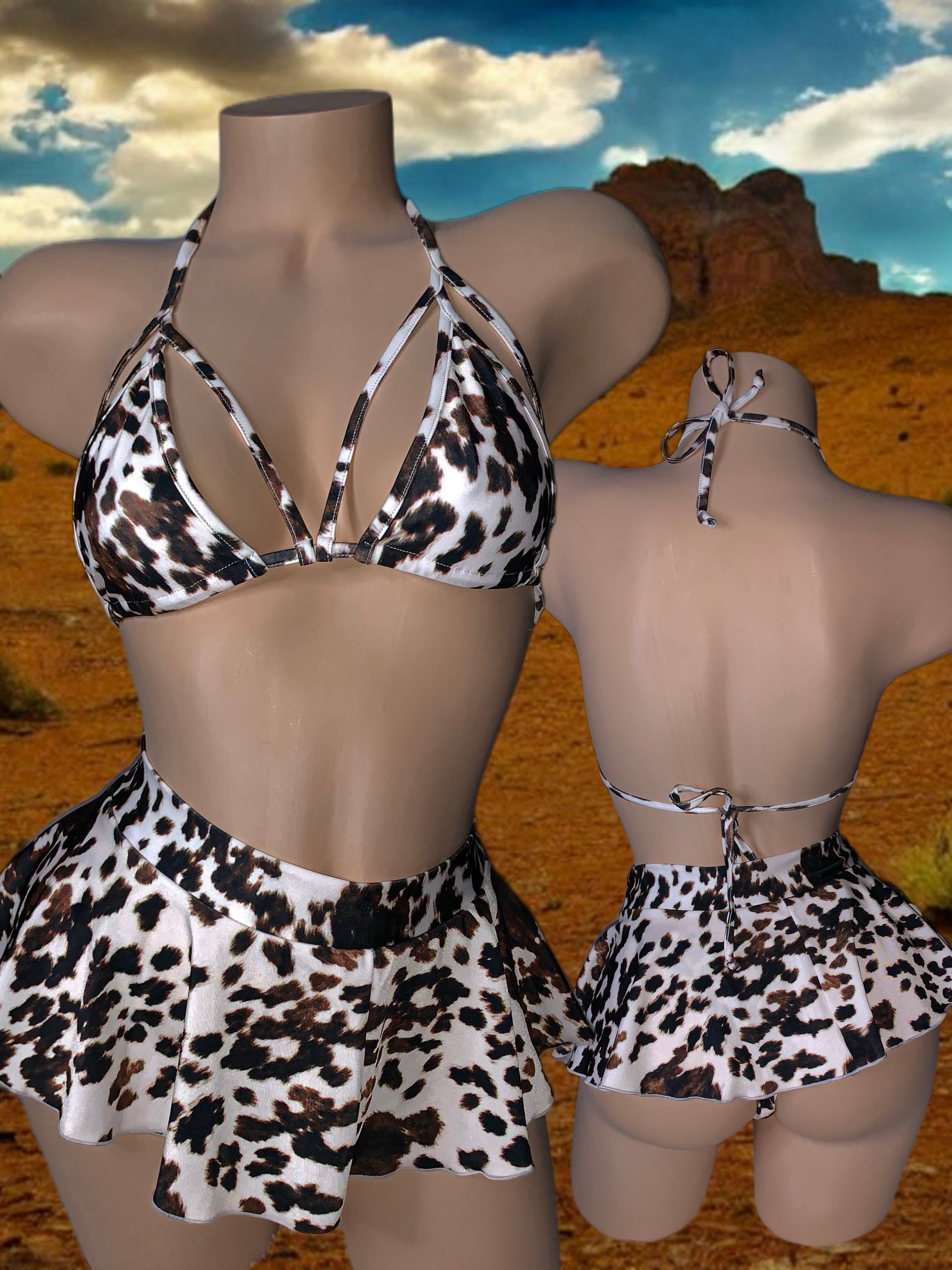 Cowhide skirt set