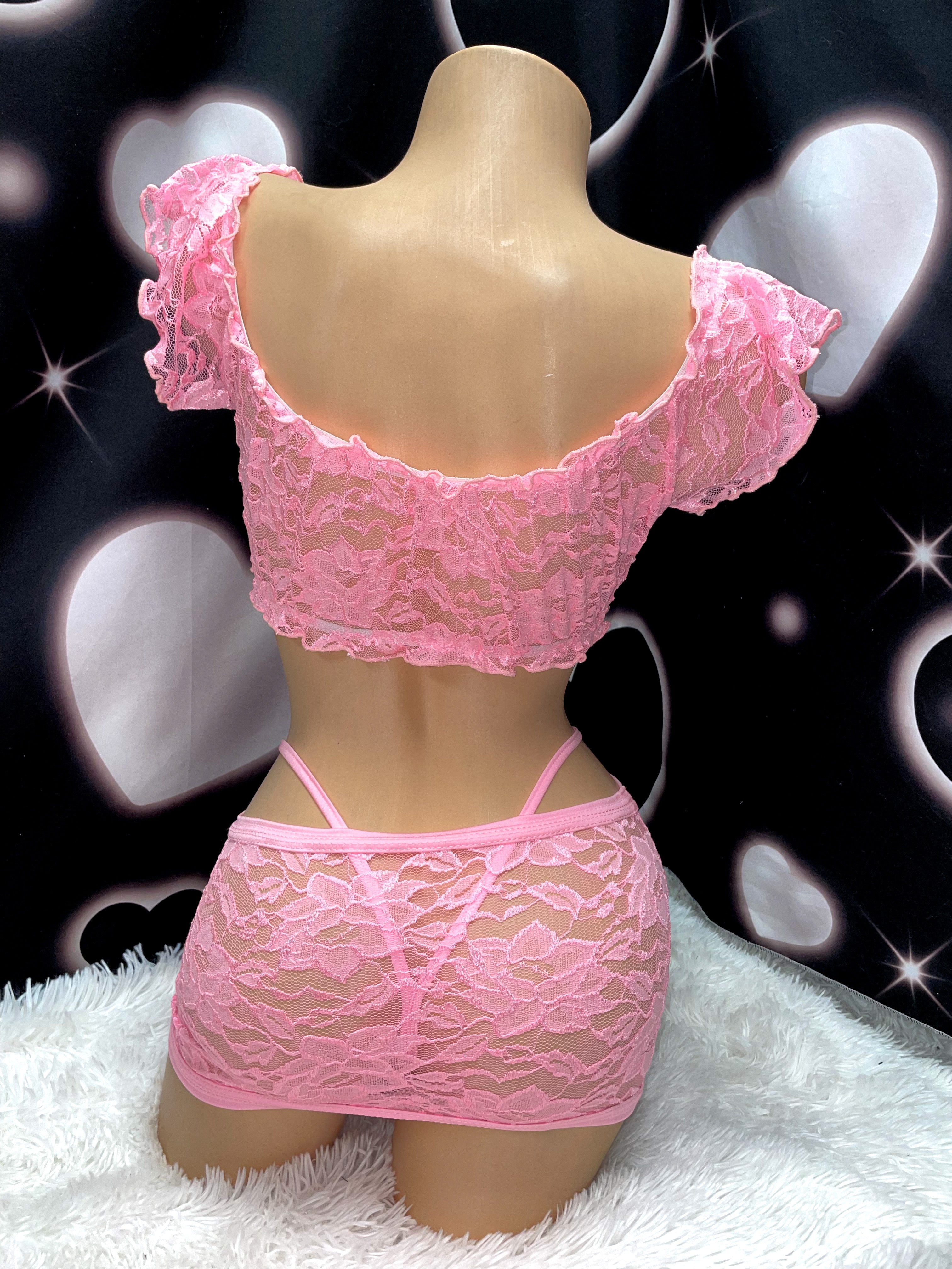 Lace babydoll miniskirt set