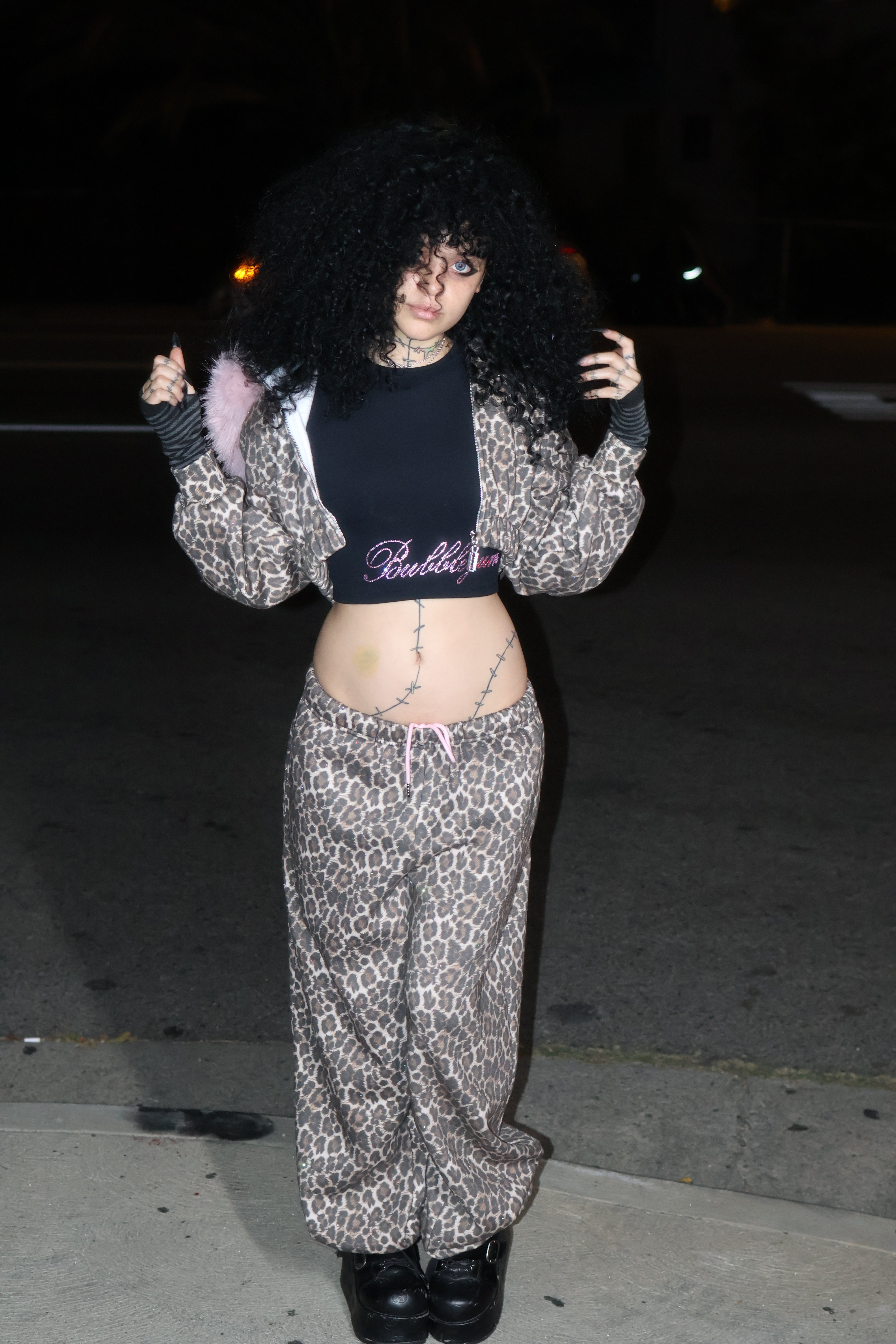 Leopard princess rhinestone sweatpants