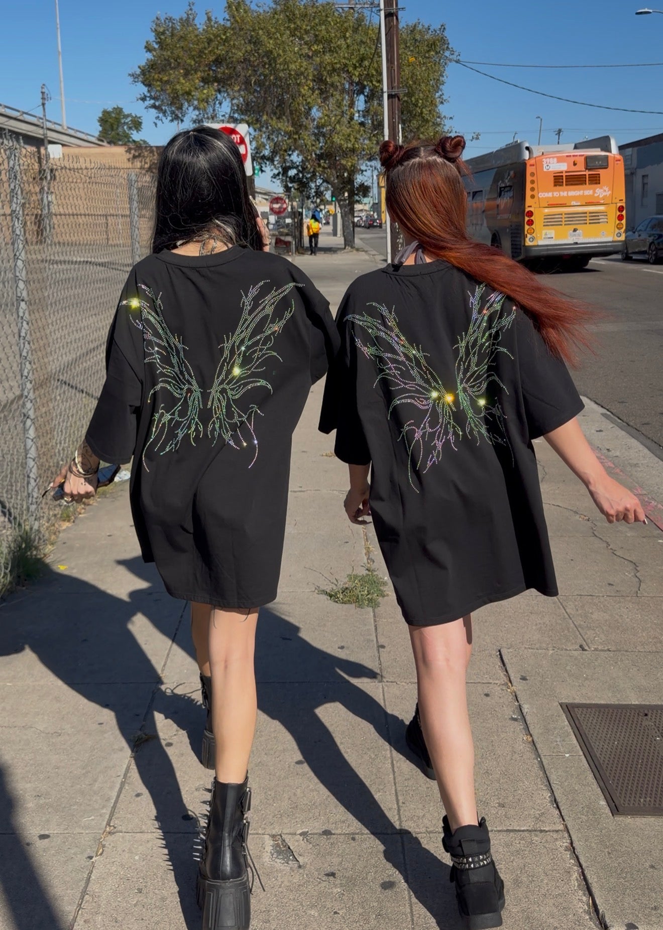 Boyfriend tall tee rhinestone fairy wings