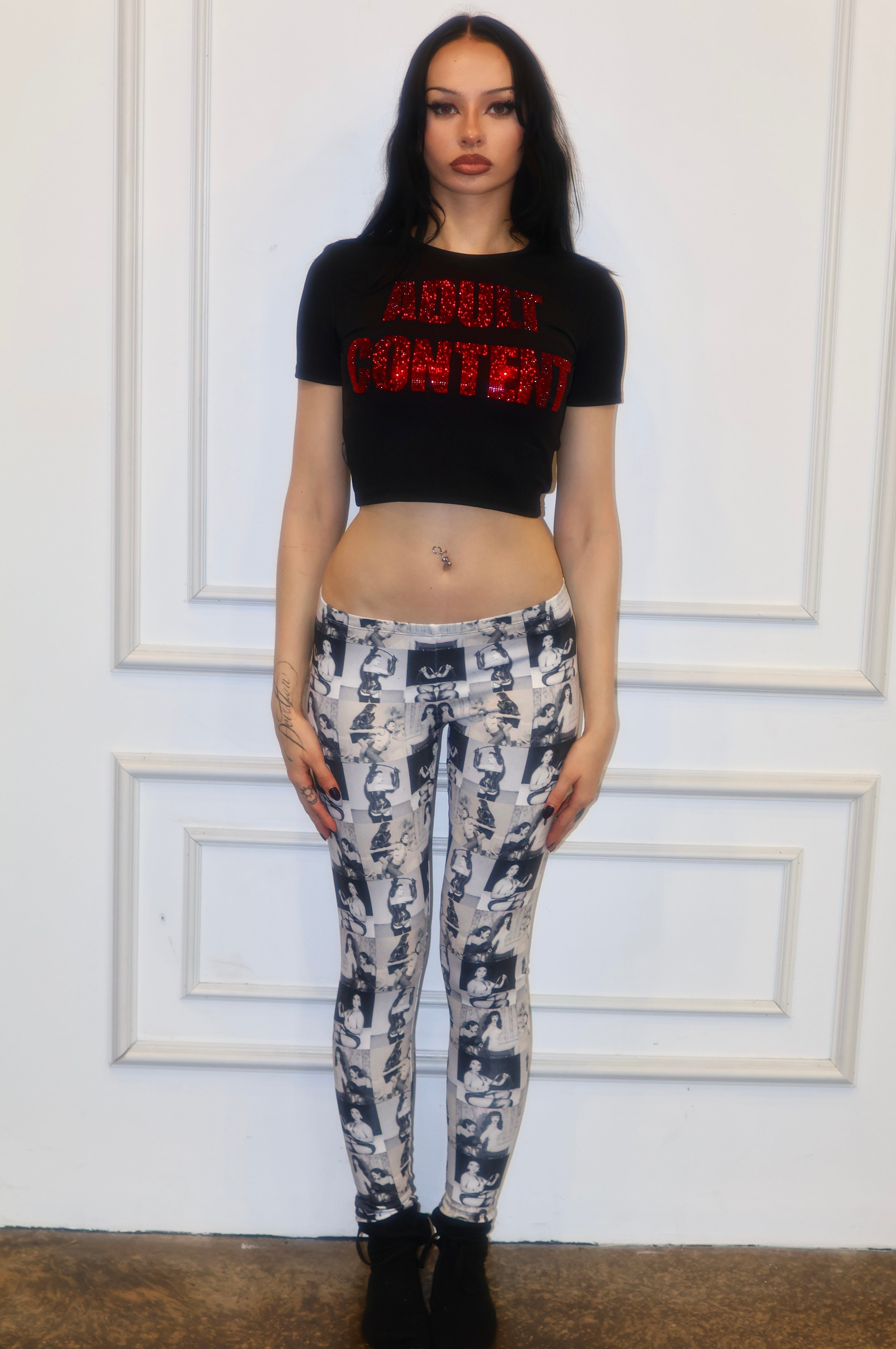 Vintage Dominatrix low rise yoga leggings