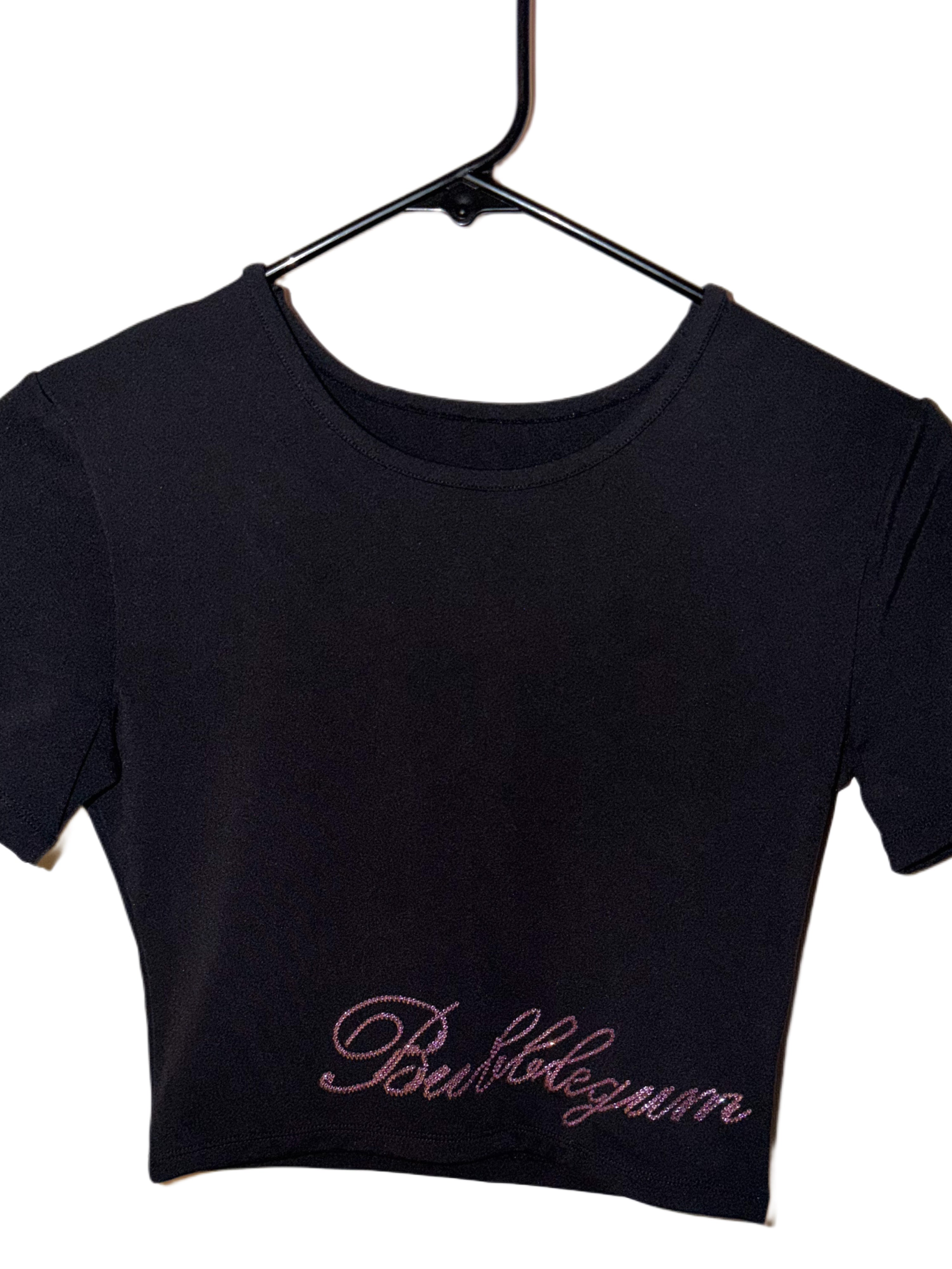 Pink fairy wings rhinestone crop top