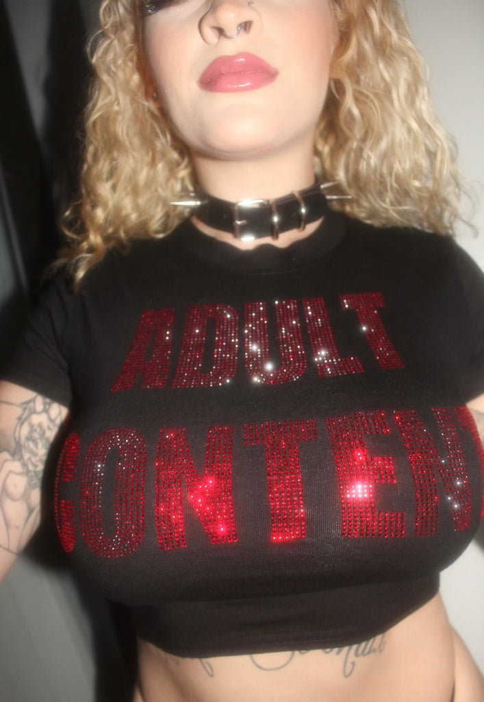 Adult content rhinestone crop top