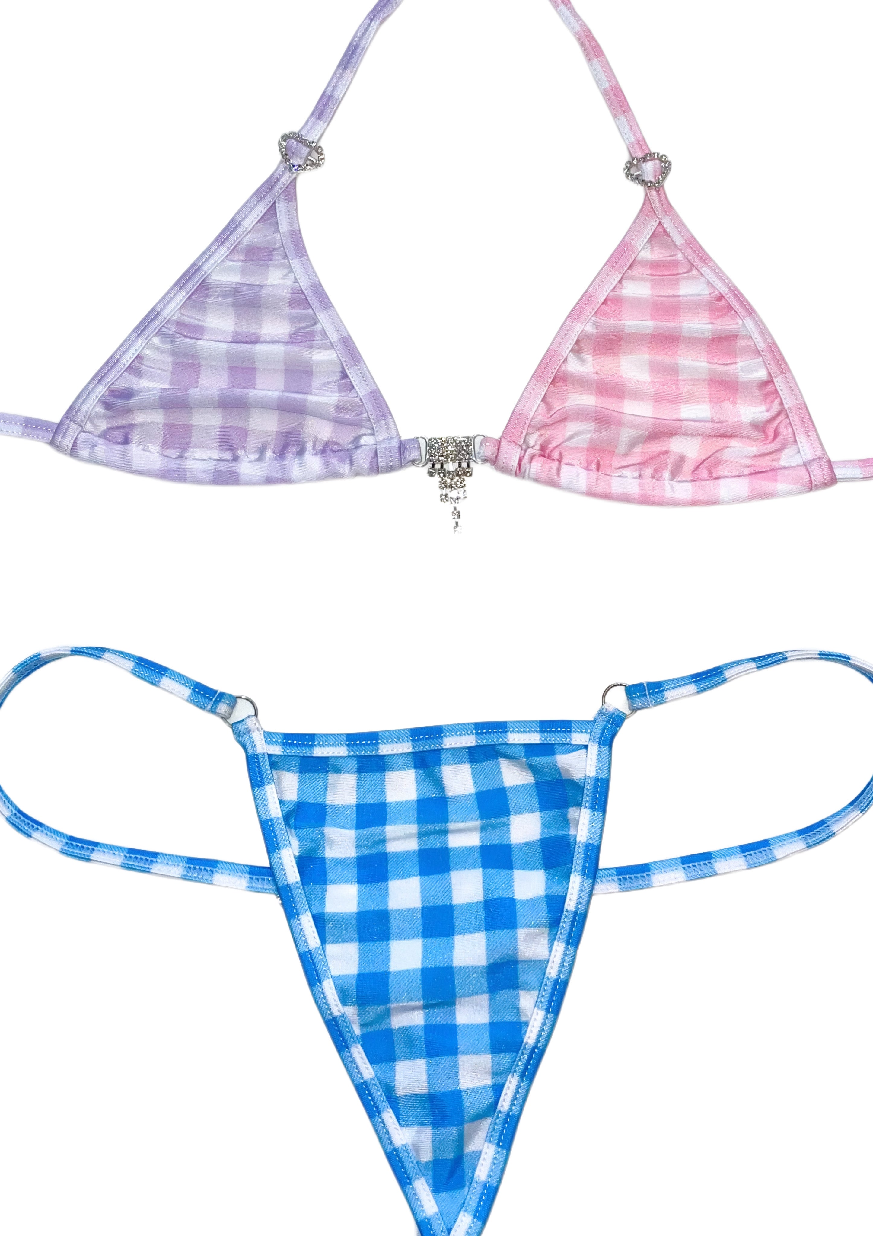 Mix and match gingham sparkle microkini