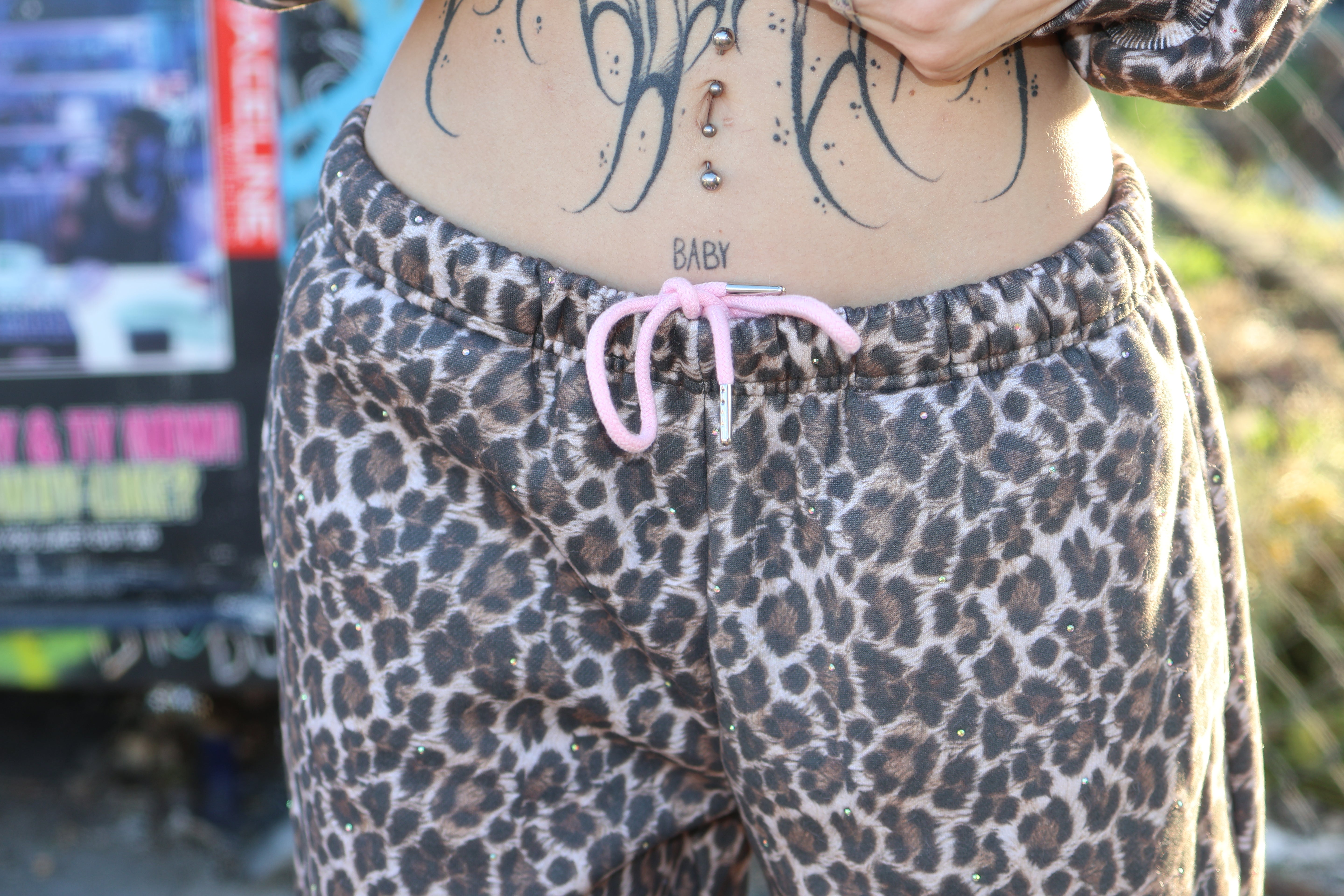 Leopard princess rhinestone sweatpants