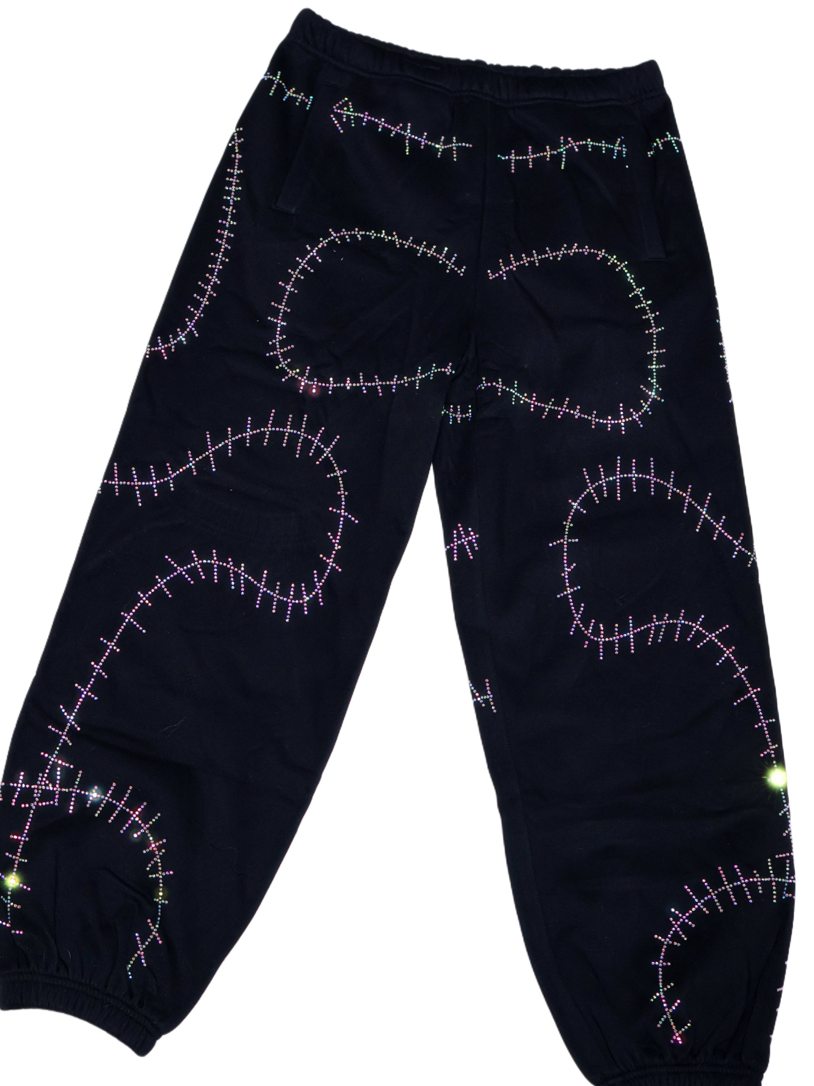 Rhinestone stitches sweatpants