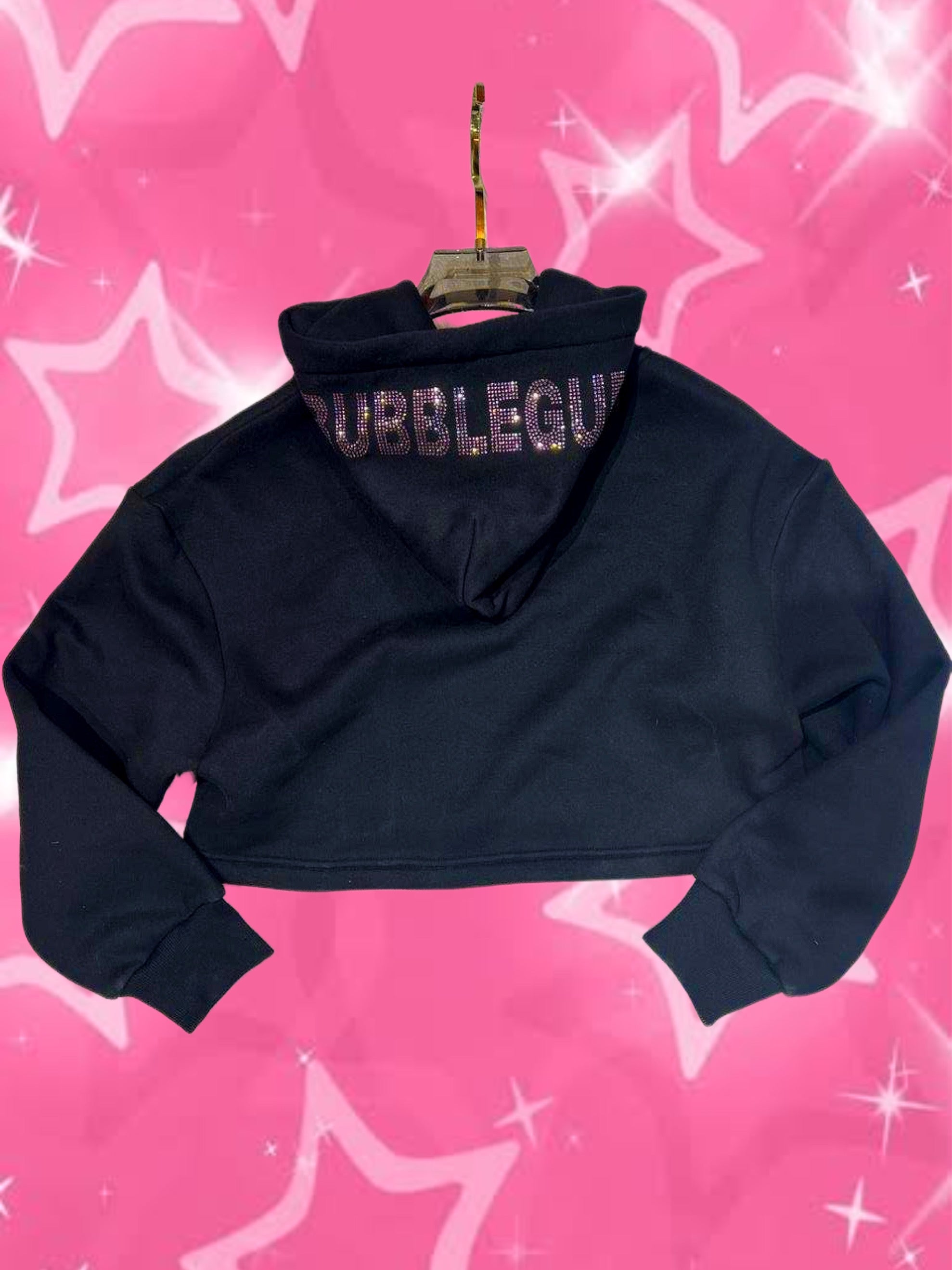 Cash Only rhinestone crop hoodie