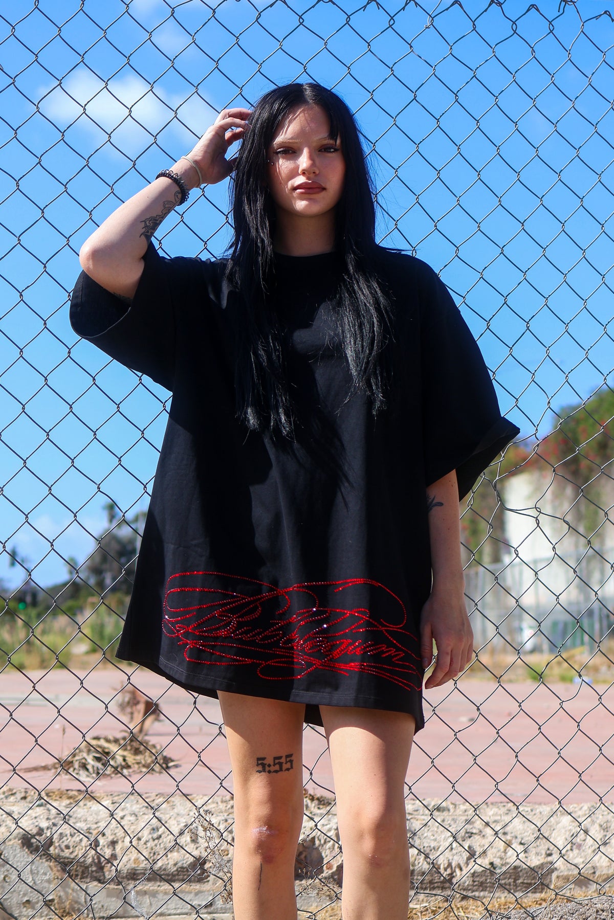 Boyfriend tall tee rhinestone cyber sigilism wings