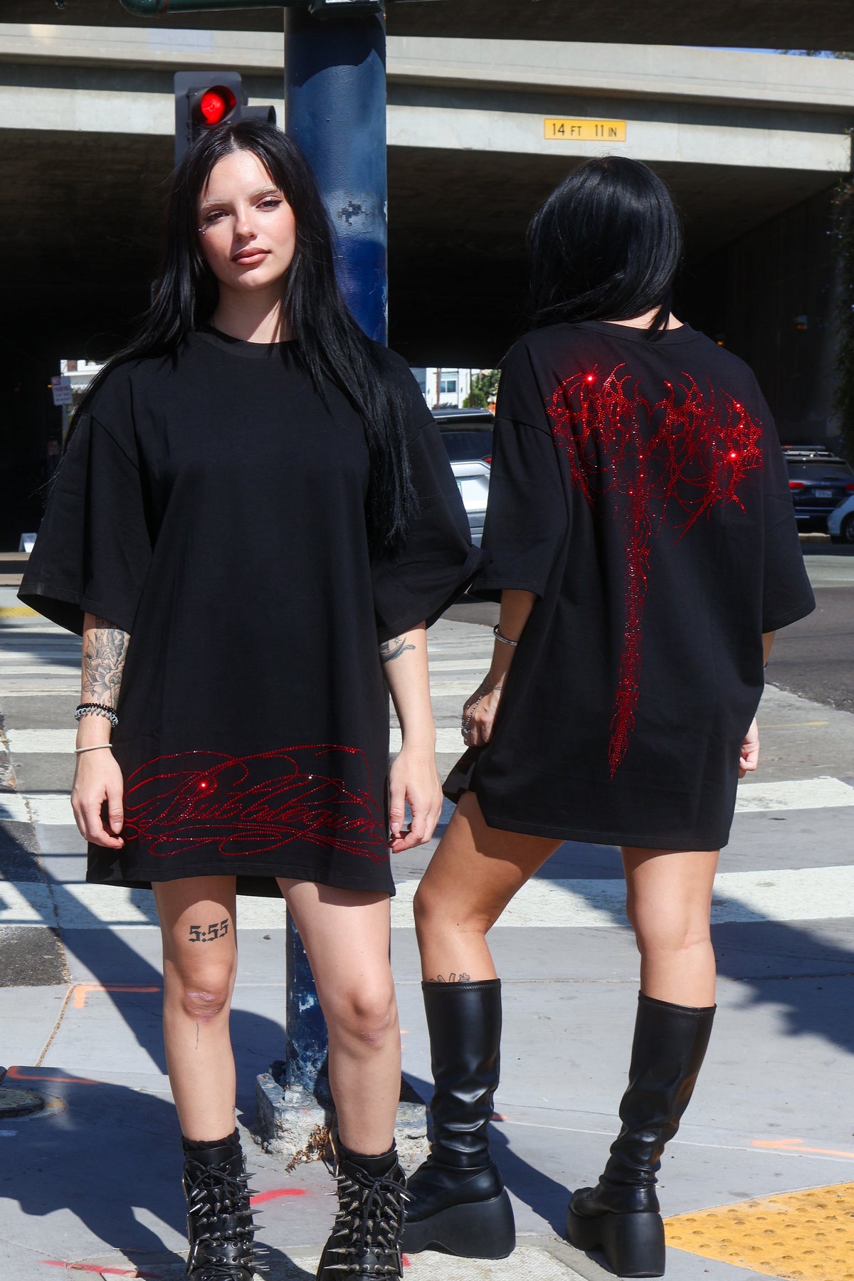Boyfriend tall tee rhinestone cyber sigilism wings