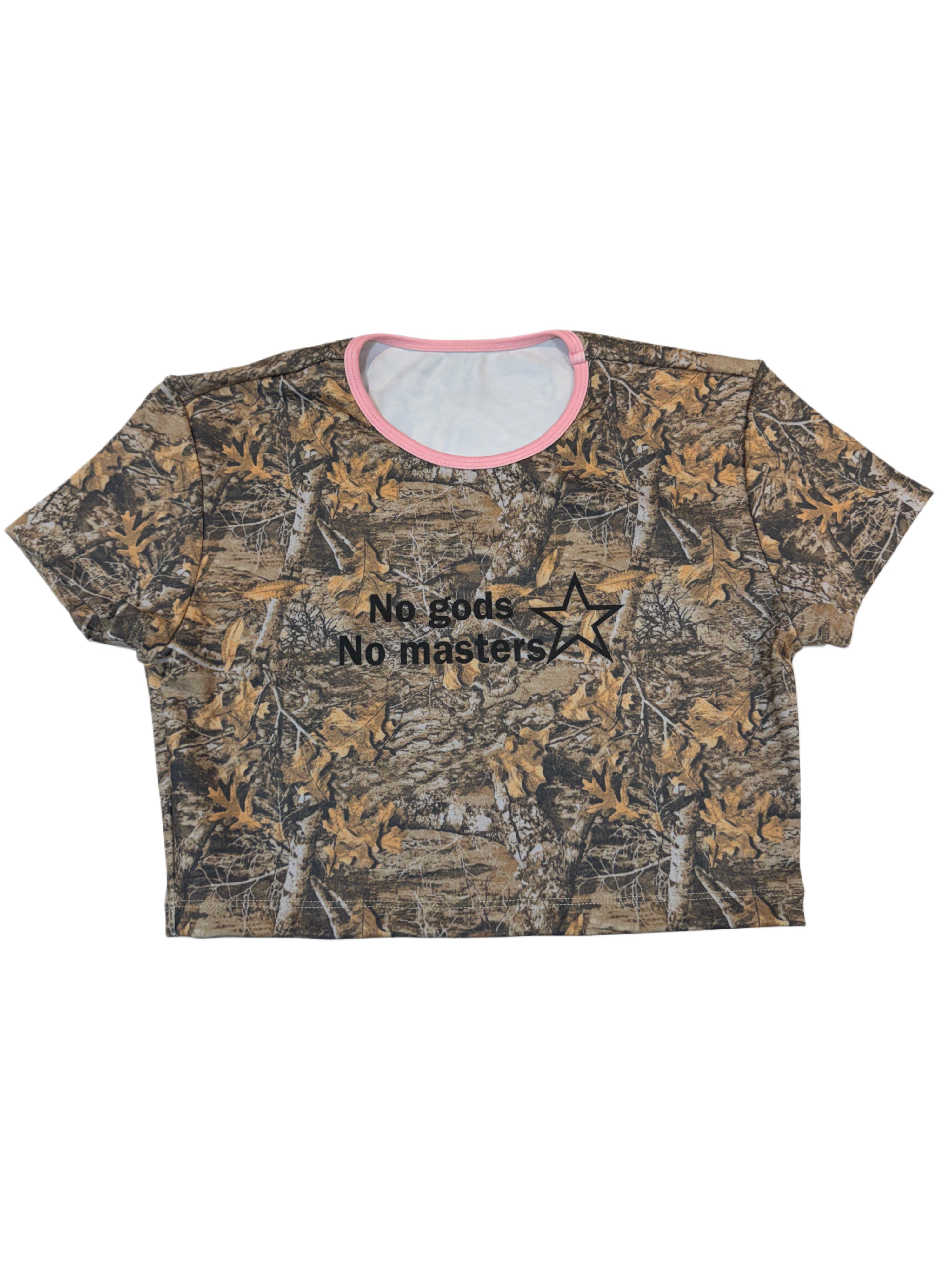 No Masters camo wings crop top
