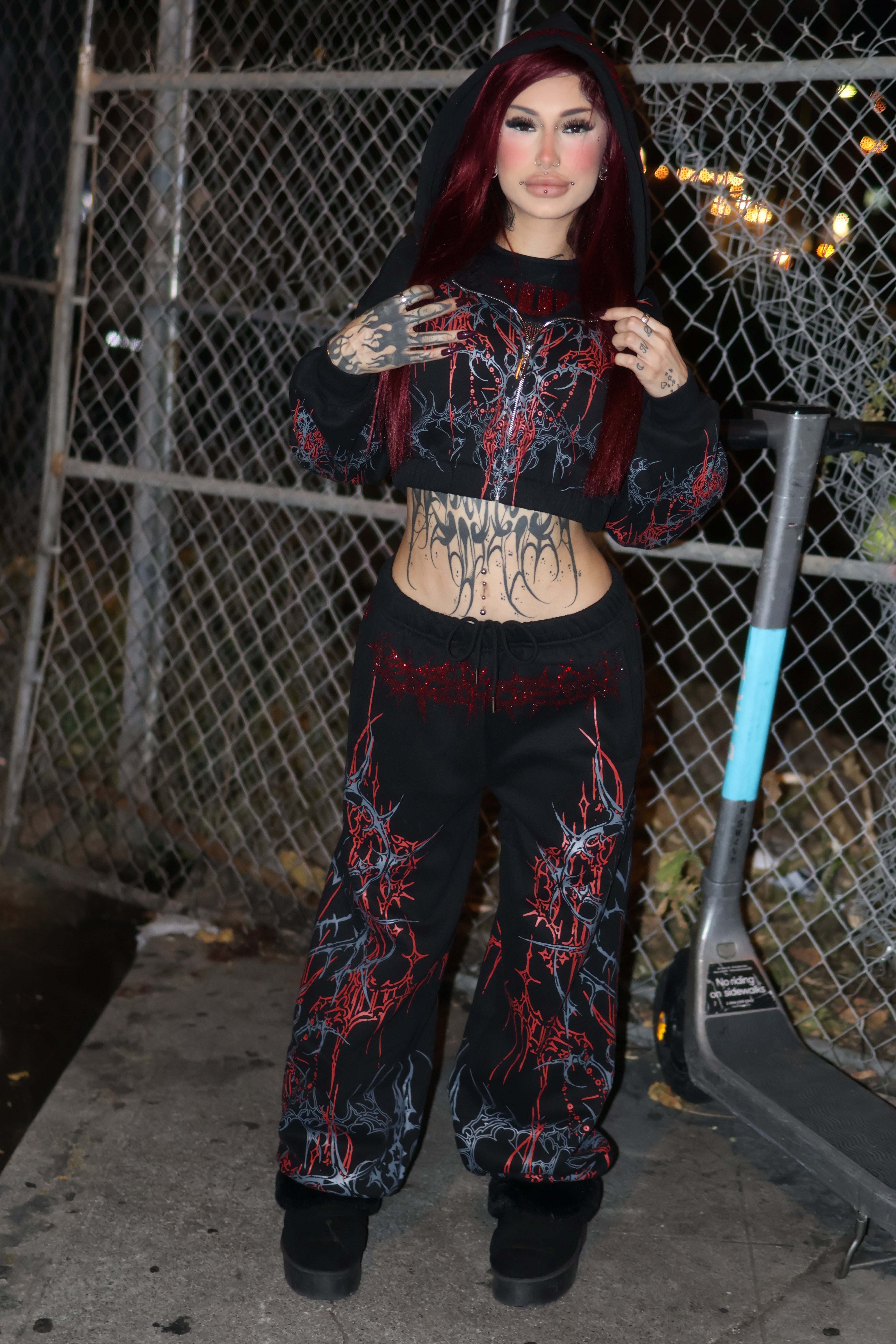 Dark sigilism crop hoodie