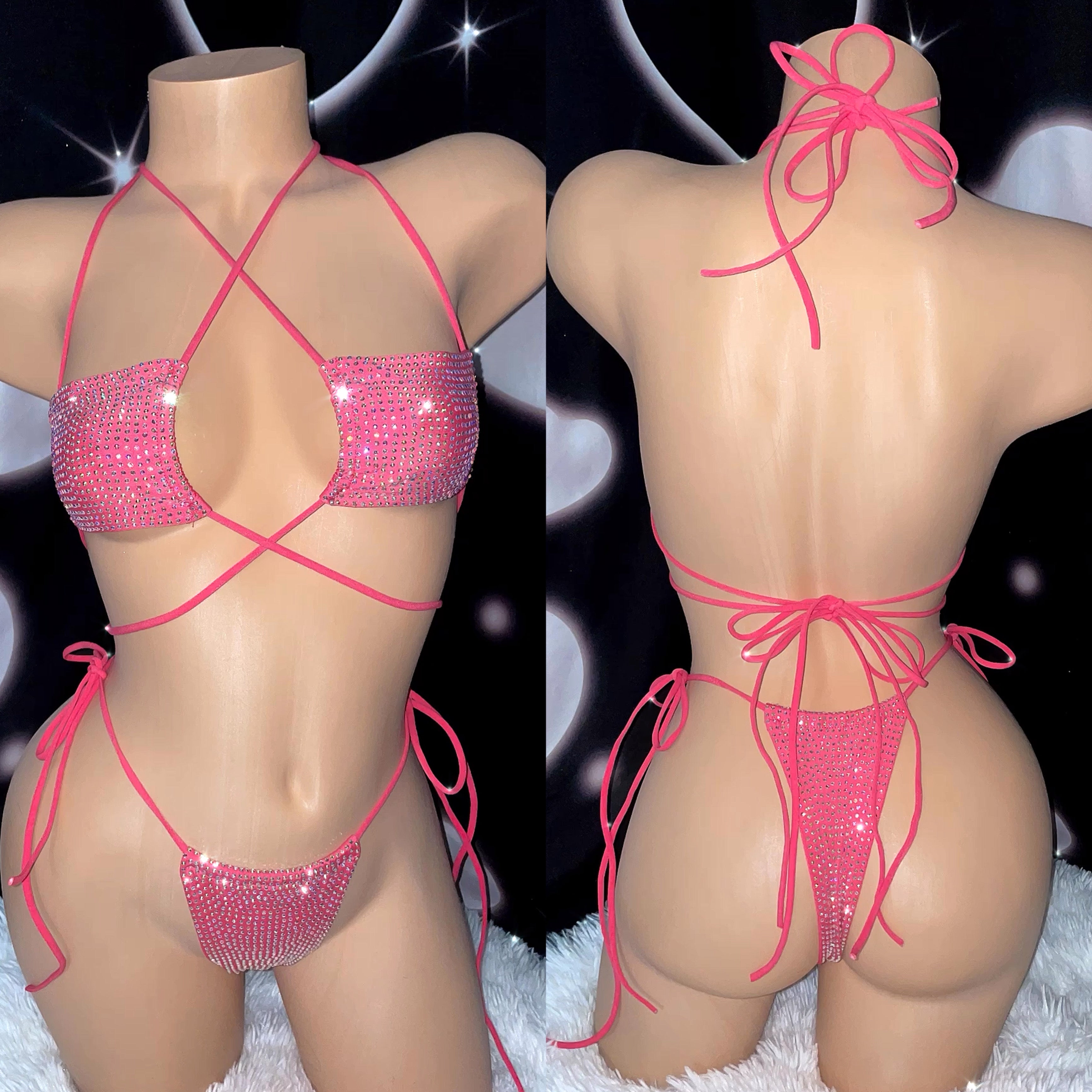 Iced out foxy rhinestone bikini