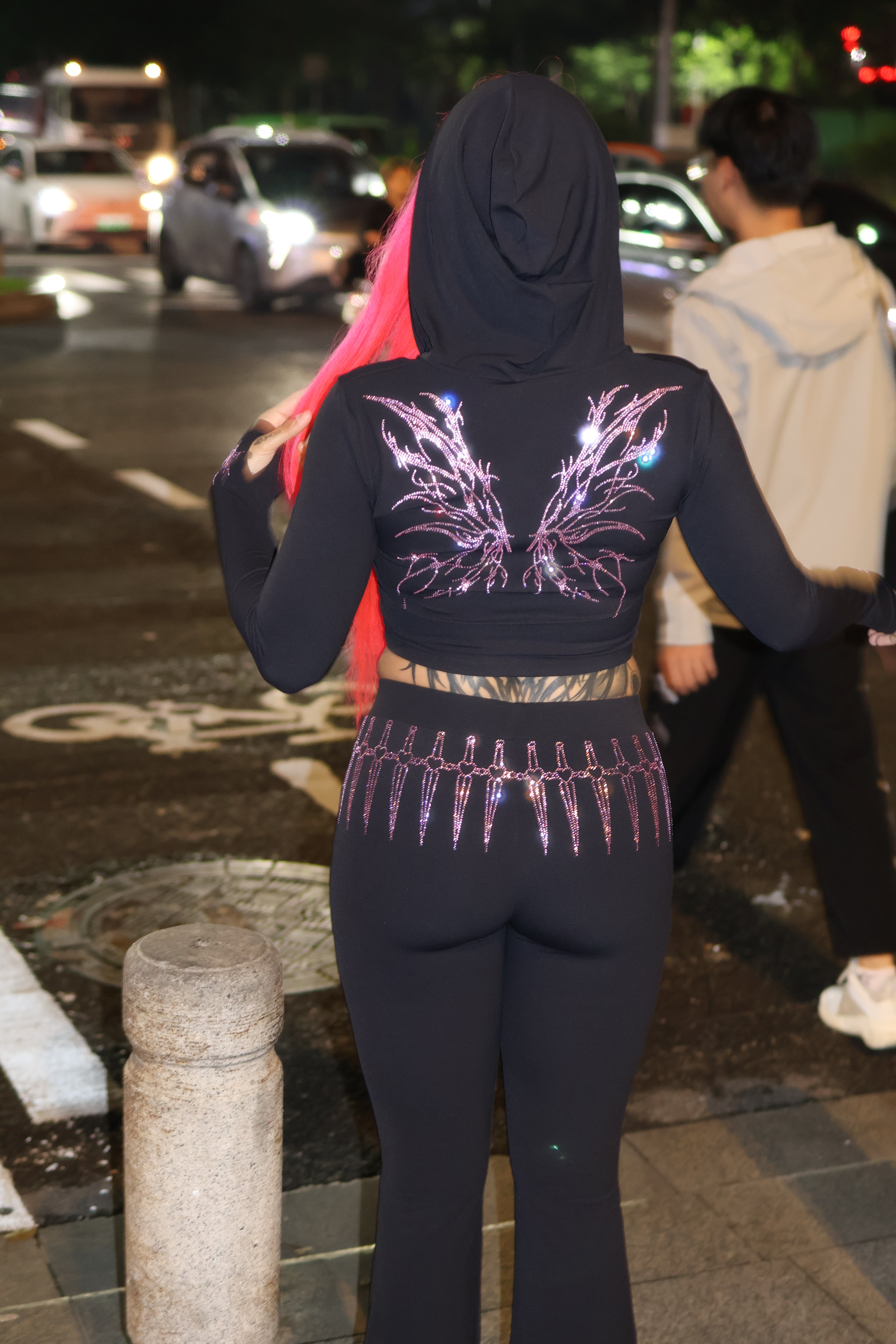Celestial Threat rhinestone tracksuit pants crop hoodie