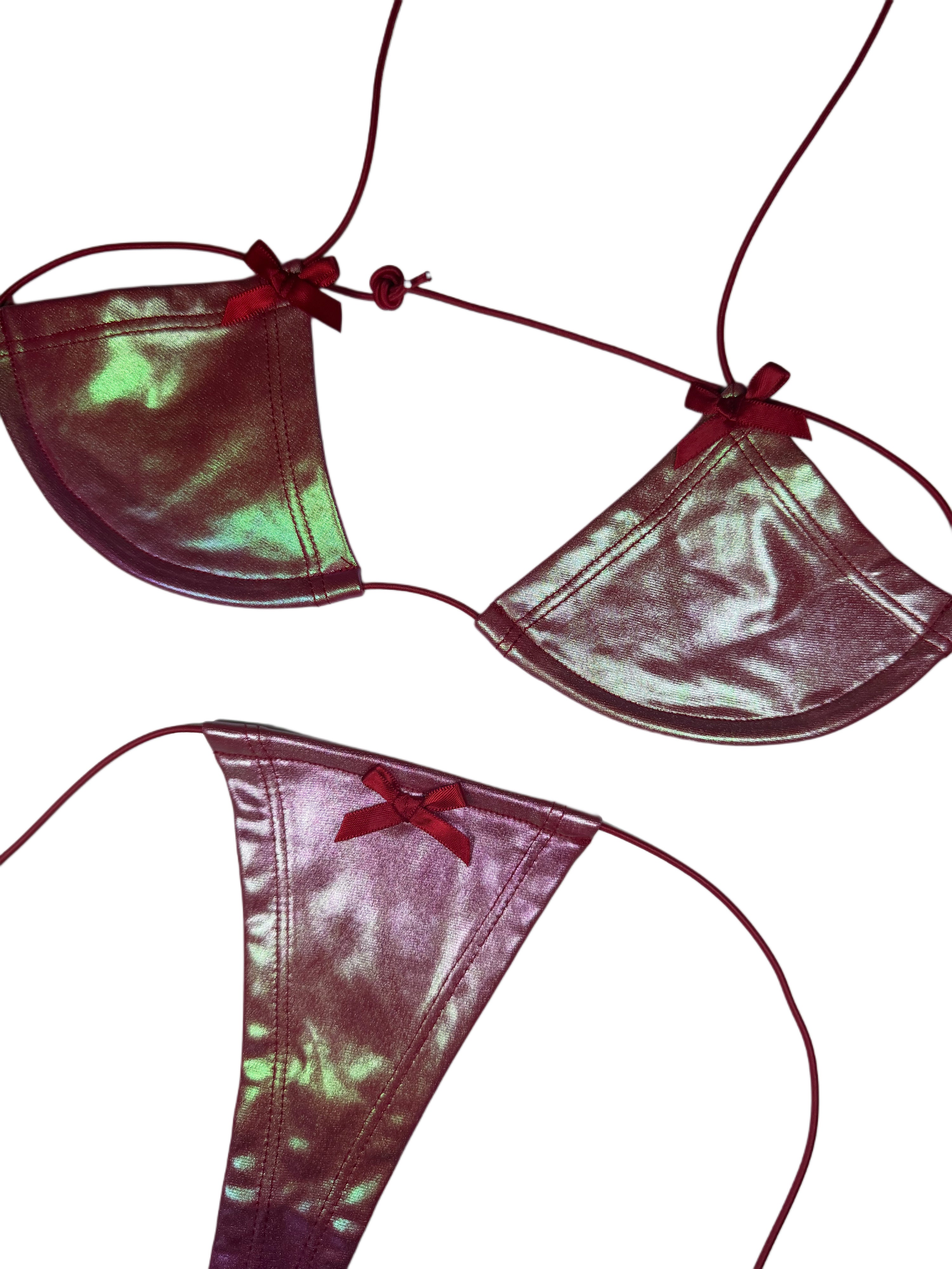 Hologram bow string microkinis