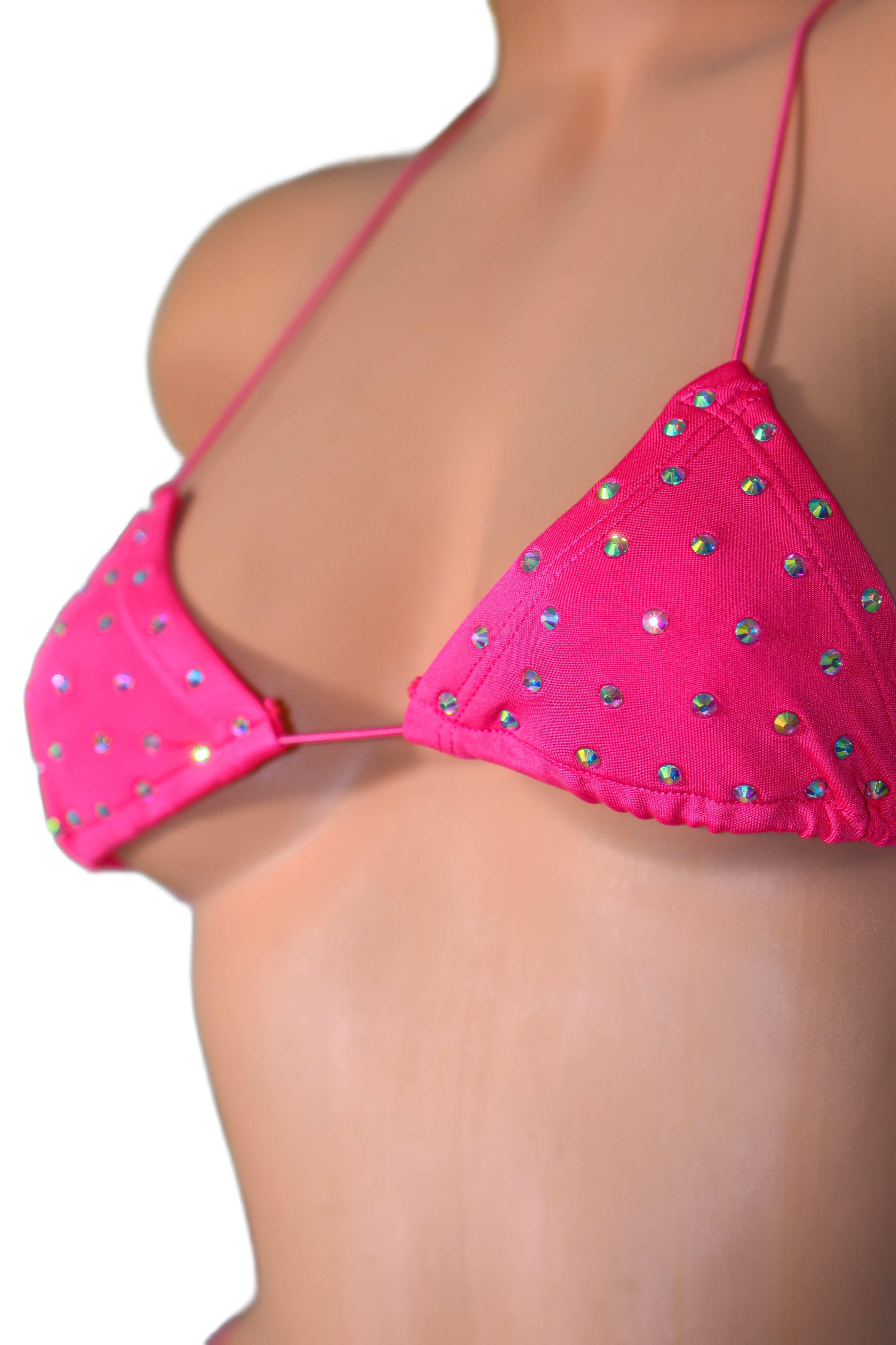 Hot pink rhinestone string microkini