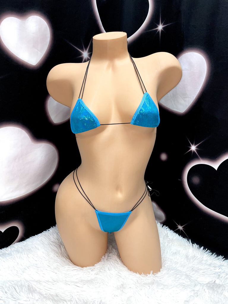 Holographic string side tie microkini - Bikinis, Monokinis, skirt sets, and apparel inspired by strippers - Bubblegum The Brand
